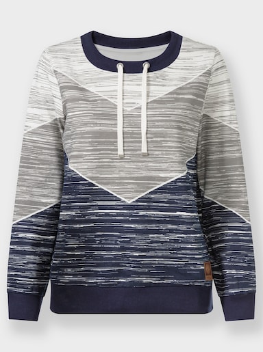 Sweatshirt mit variierbarem Rundhals-Ausschnitt - marine-ecru