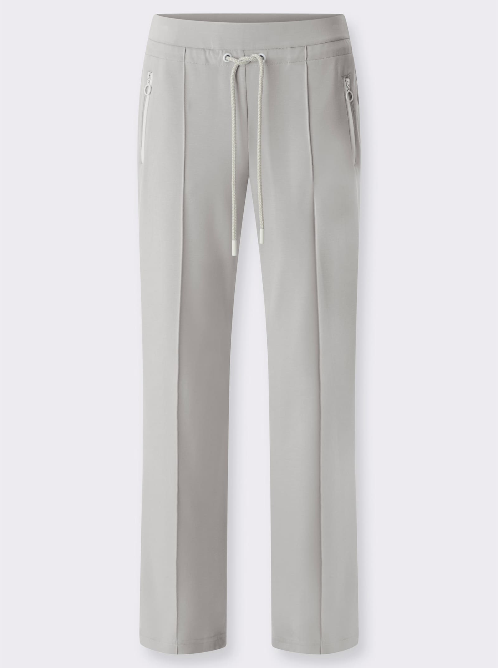 Jerseyhose mit Reißverschluss-Taschen - hellgrau-ecru