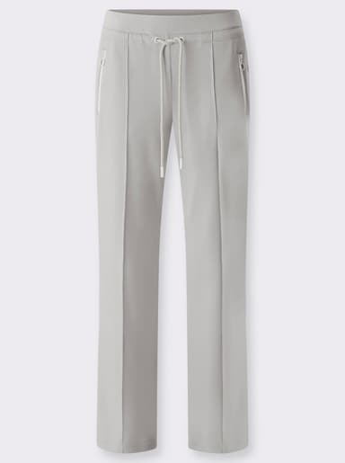 Jerseyhose mit Reißverschluss-Taschen - hellgrau-ecru