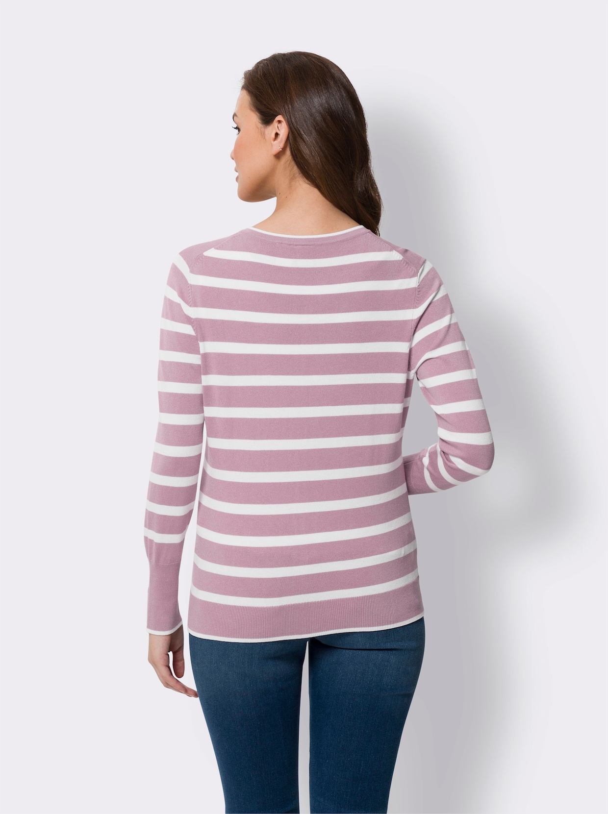 heine Veste en tricot fin - rose-écru à rayures