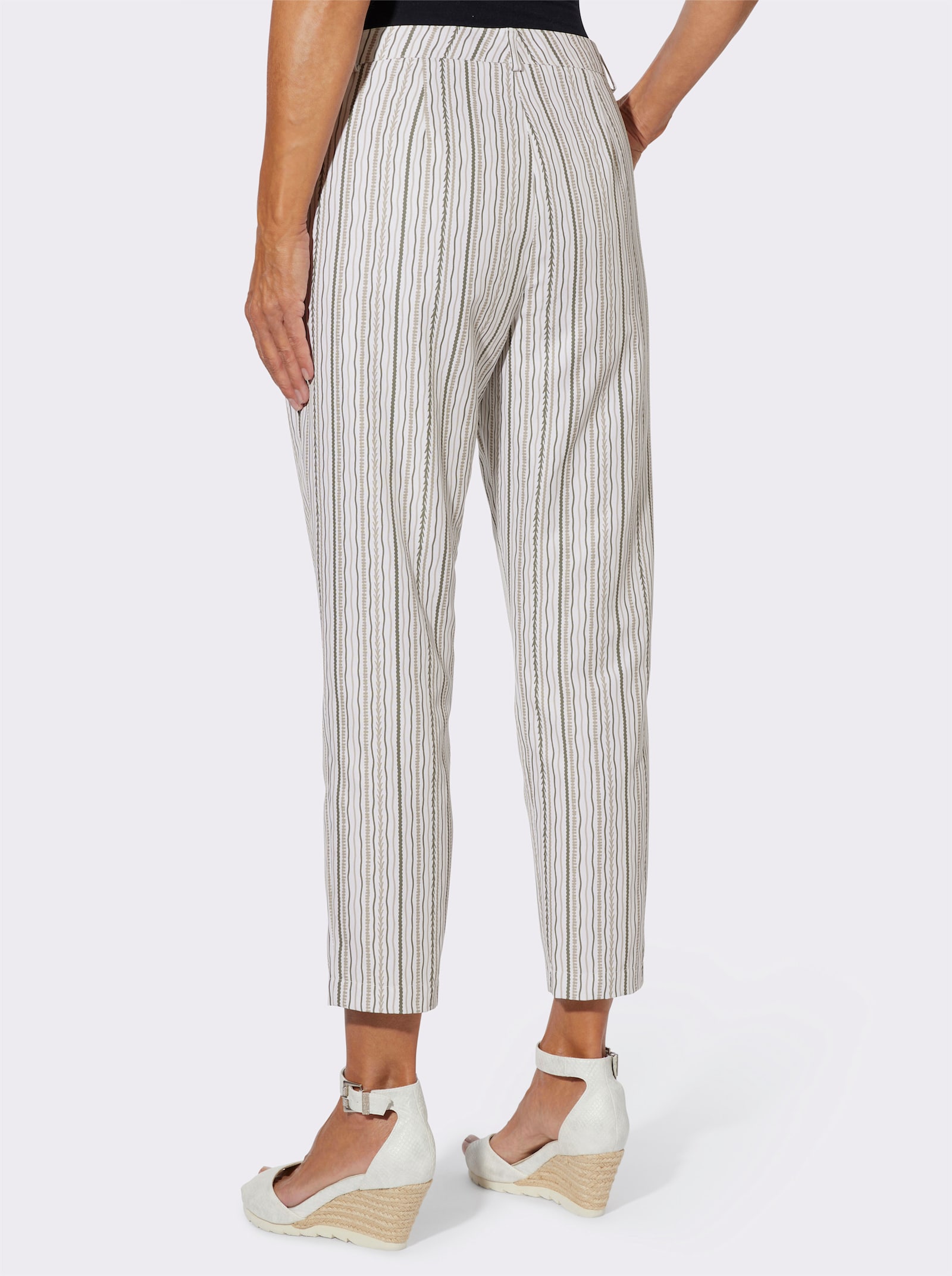 7/8-broek met streepprint - ecru/sesam gestreept