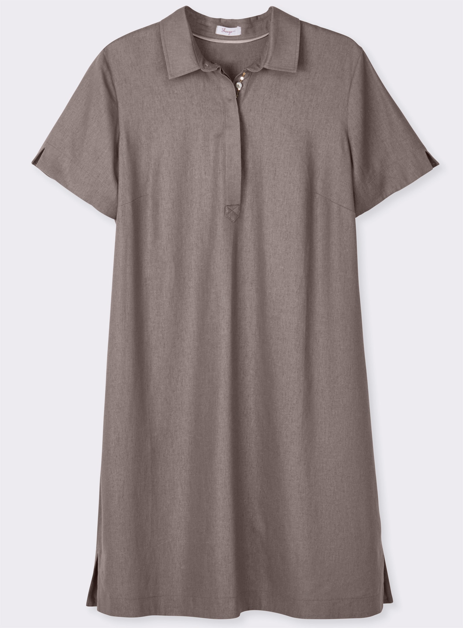 sheego A-Linien-Kleid im Leinen-Mix - dunkeltaupe