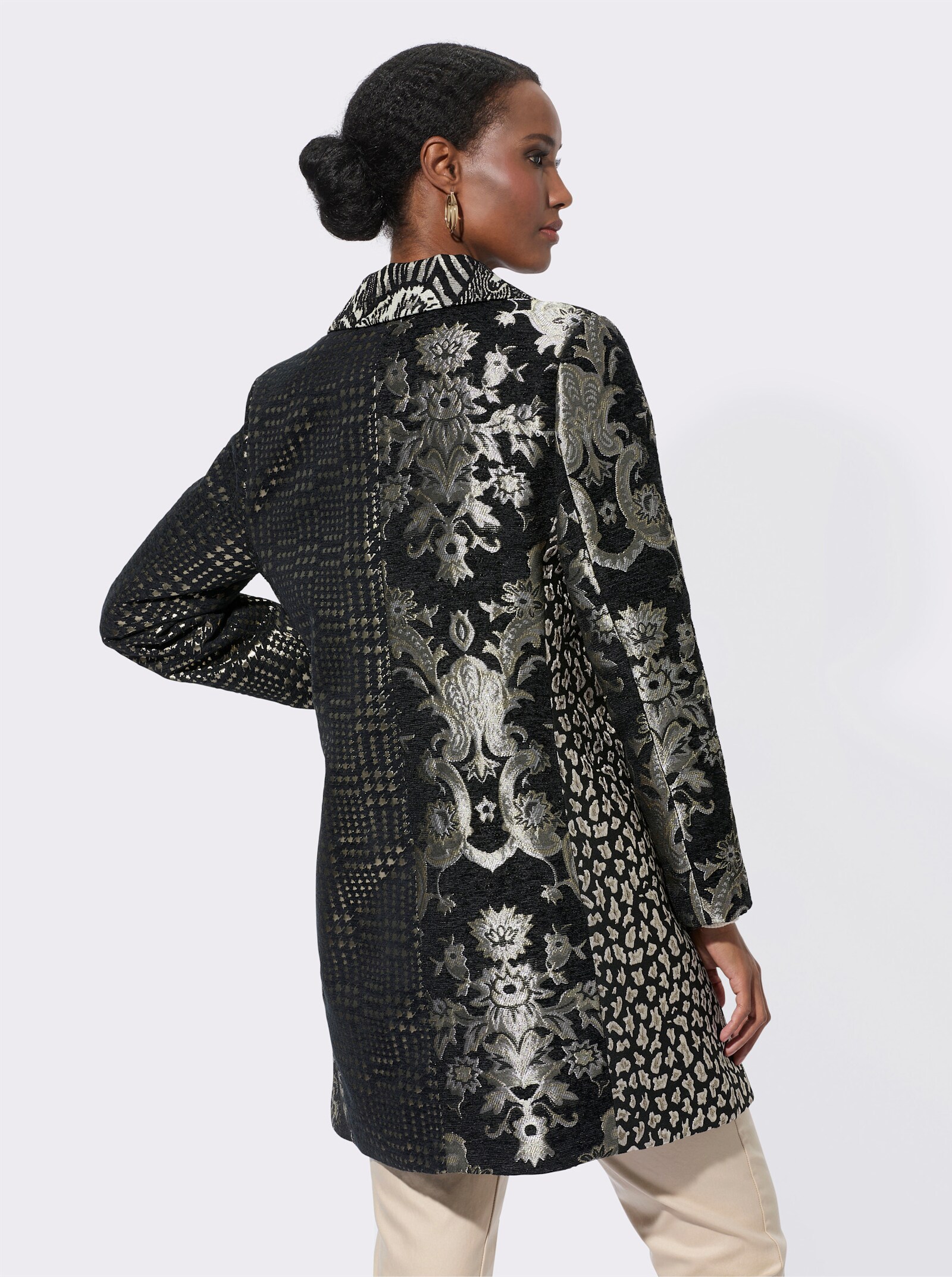 Mainpol Jacquardblazer im edlen Muster-Mix - schwarz-sand