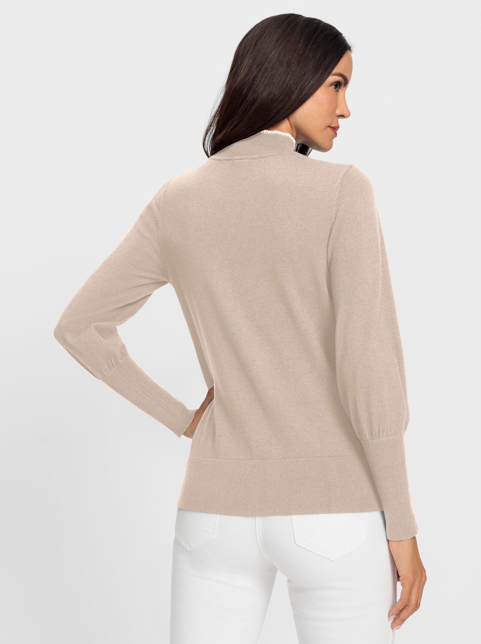 heine Stehkragenpullover mit seitlicher Schluppe - elfenbein