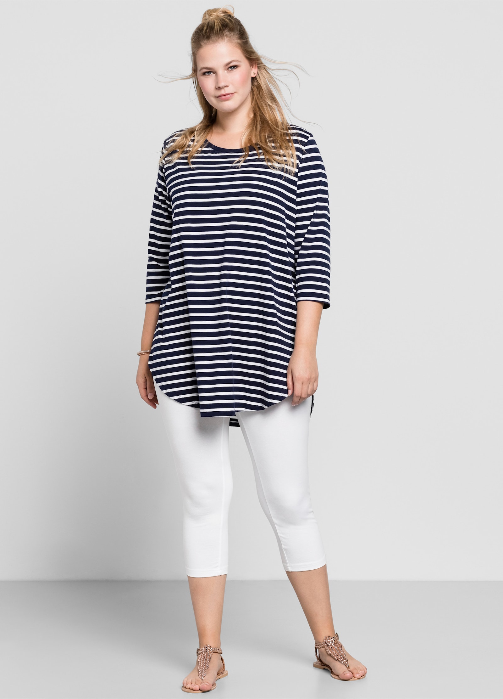 sheego Caprileggings mit Gummizugbund - weiß