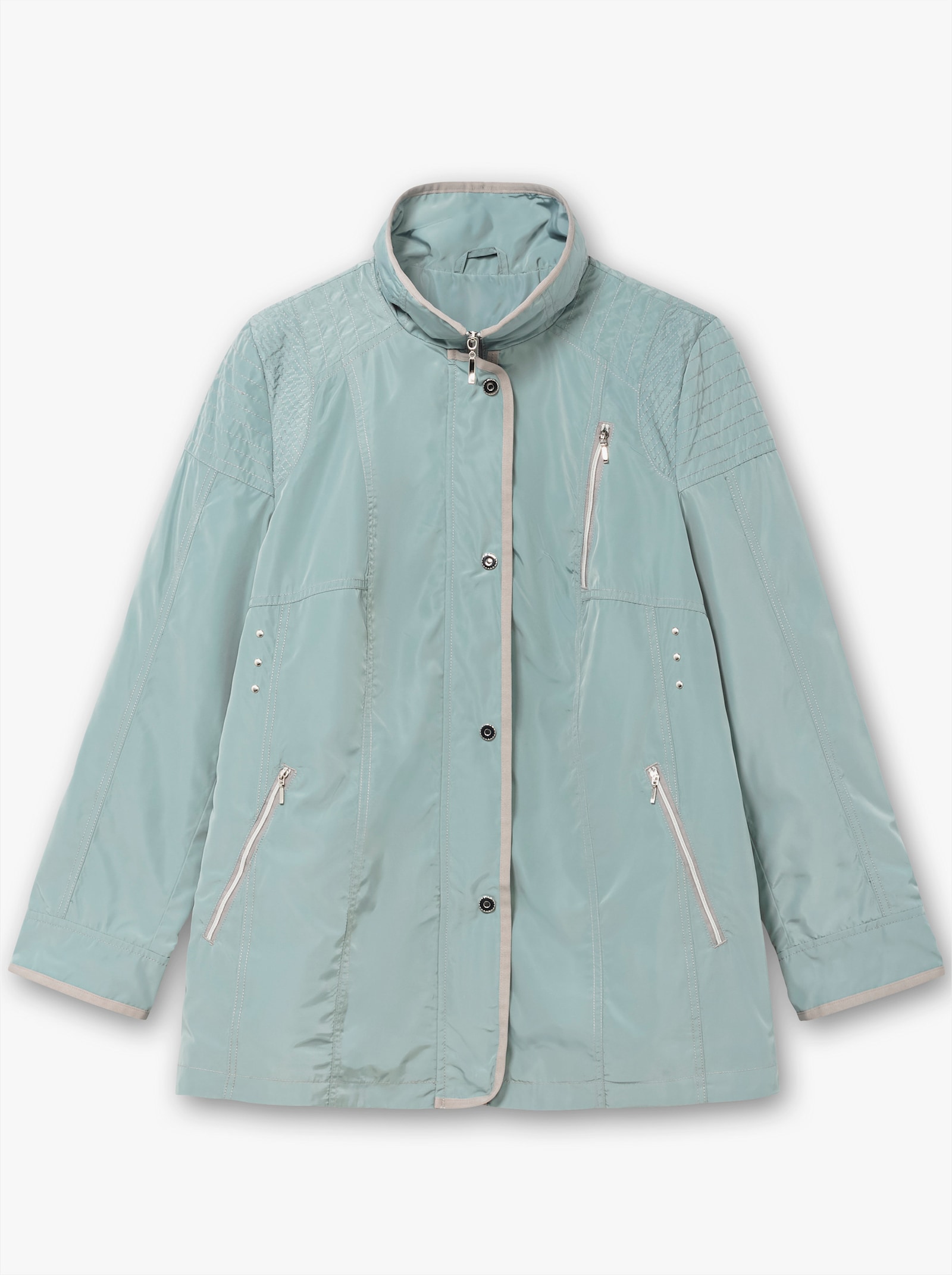 Parka mit silberfarbigen Details - jadegrün