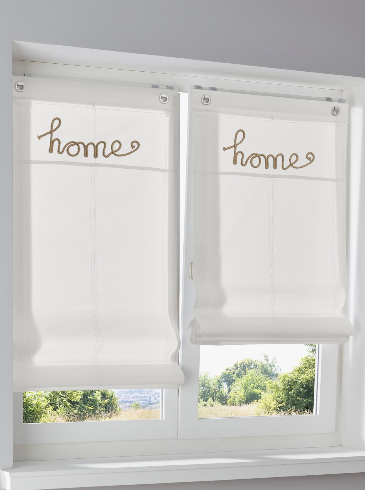 heine home vouwgordijn - wit/naturel