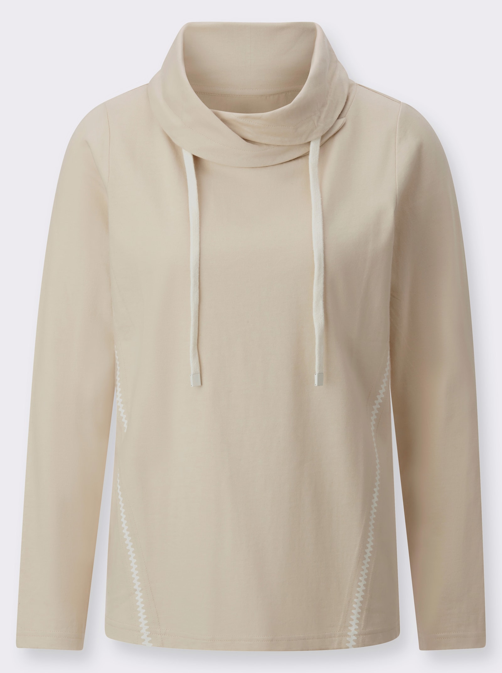 Sweatshirt mit überlappendem Rollkragen - sand