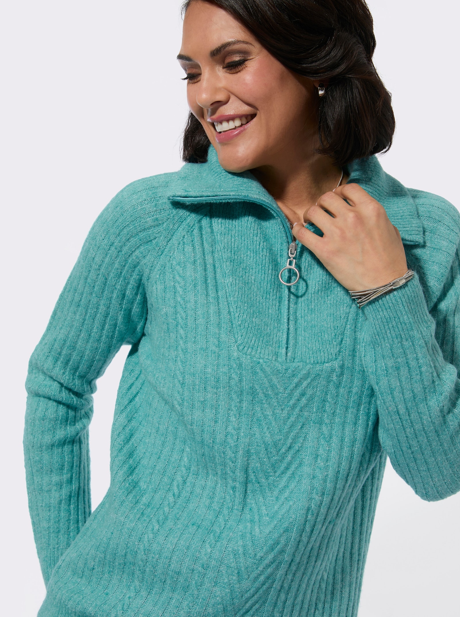 Troyer im Rippstrick - salbei-meliert