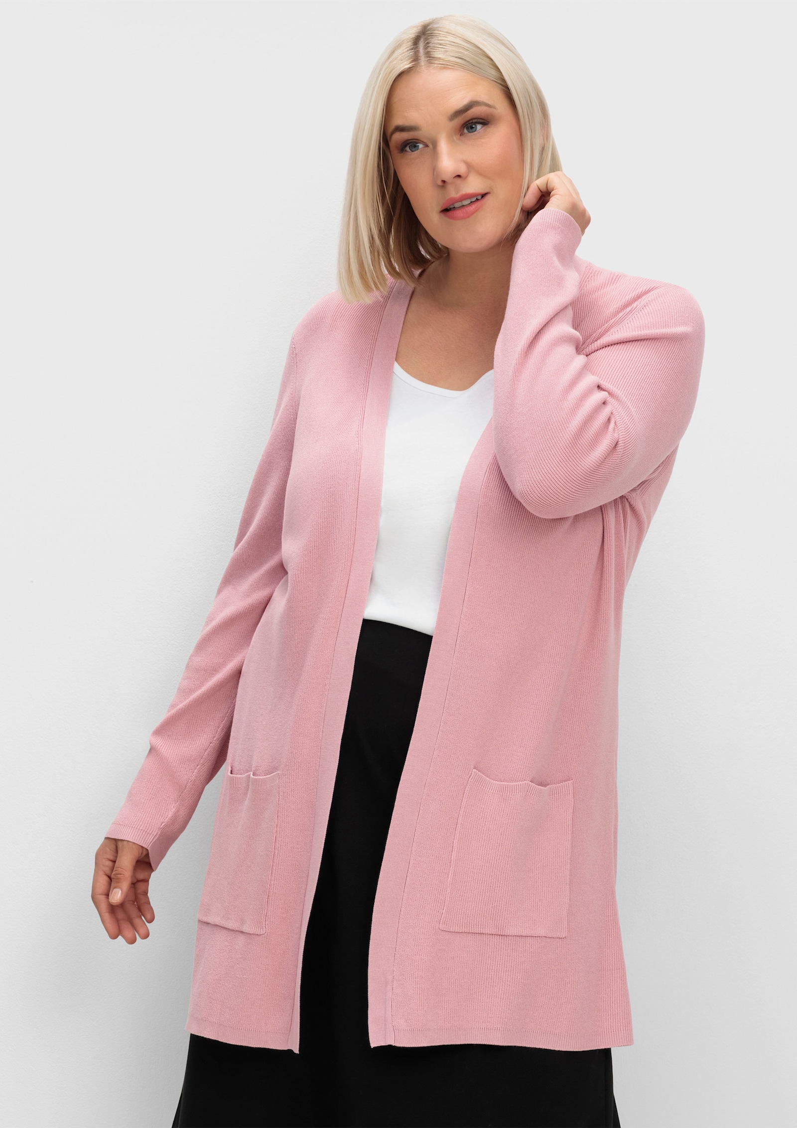 Longstrickjacke in Viskose-Qualität - hortensie