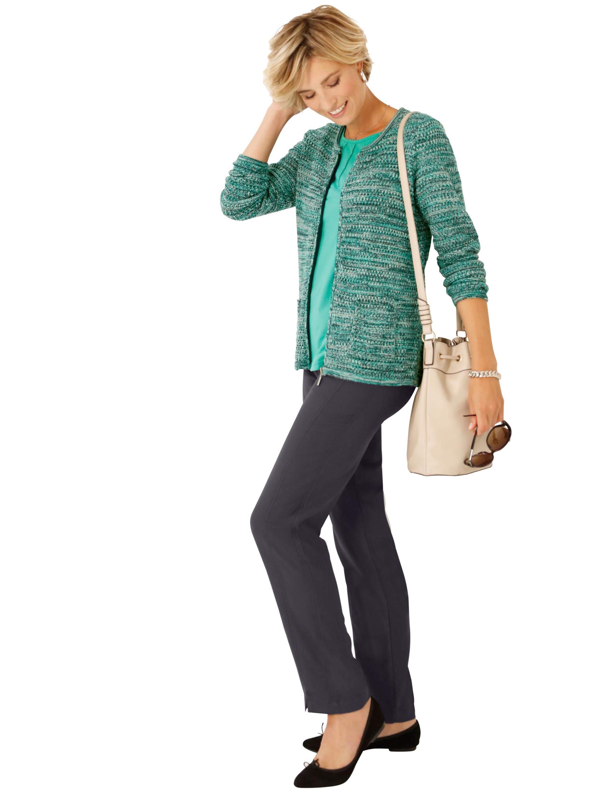 Strickjacke - marine-grün