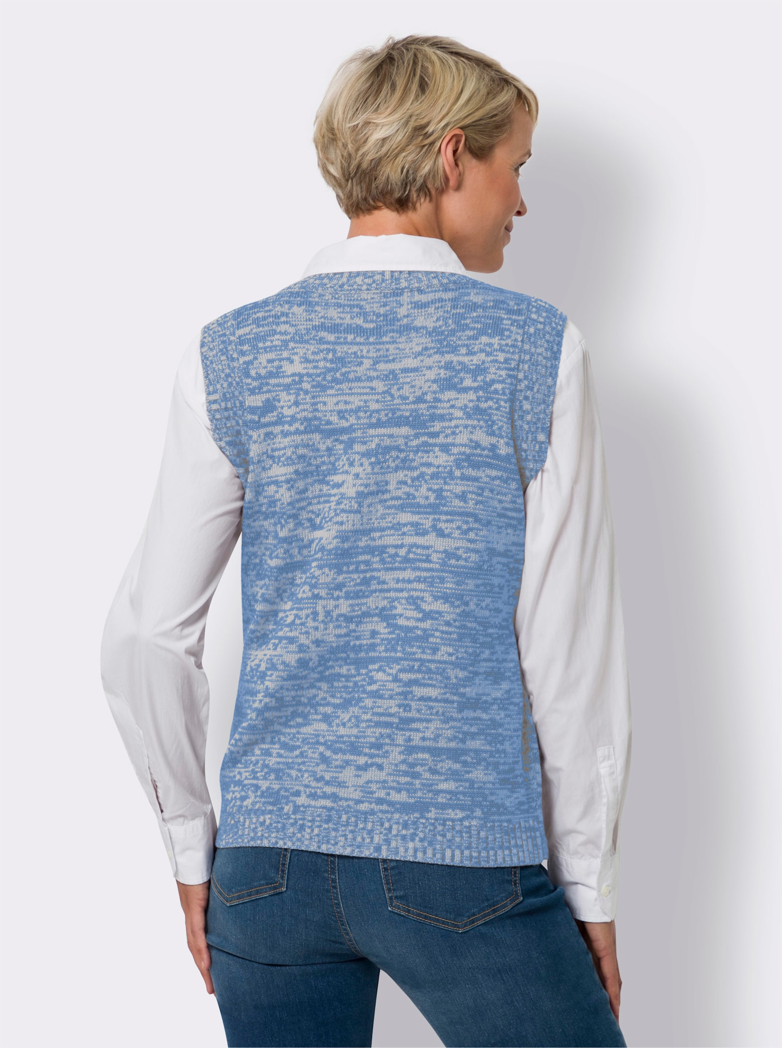 Pullunder in Melange-Qualität - mittelblau-meliert