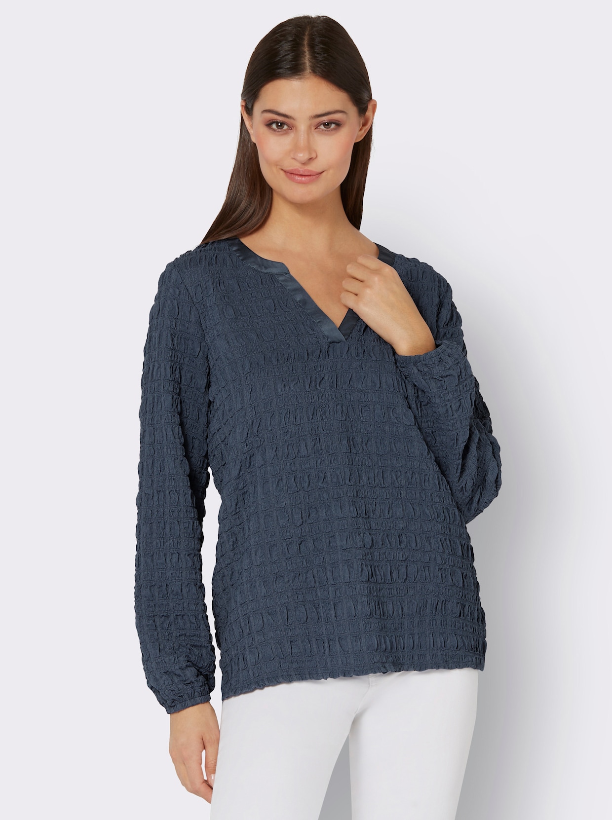 Geruite blouse - rookblauw