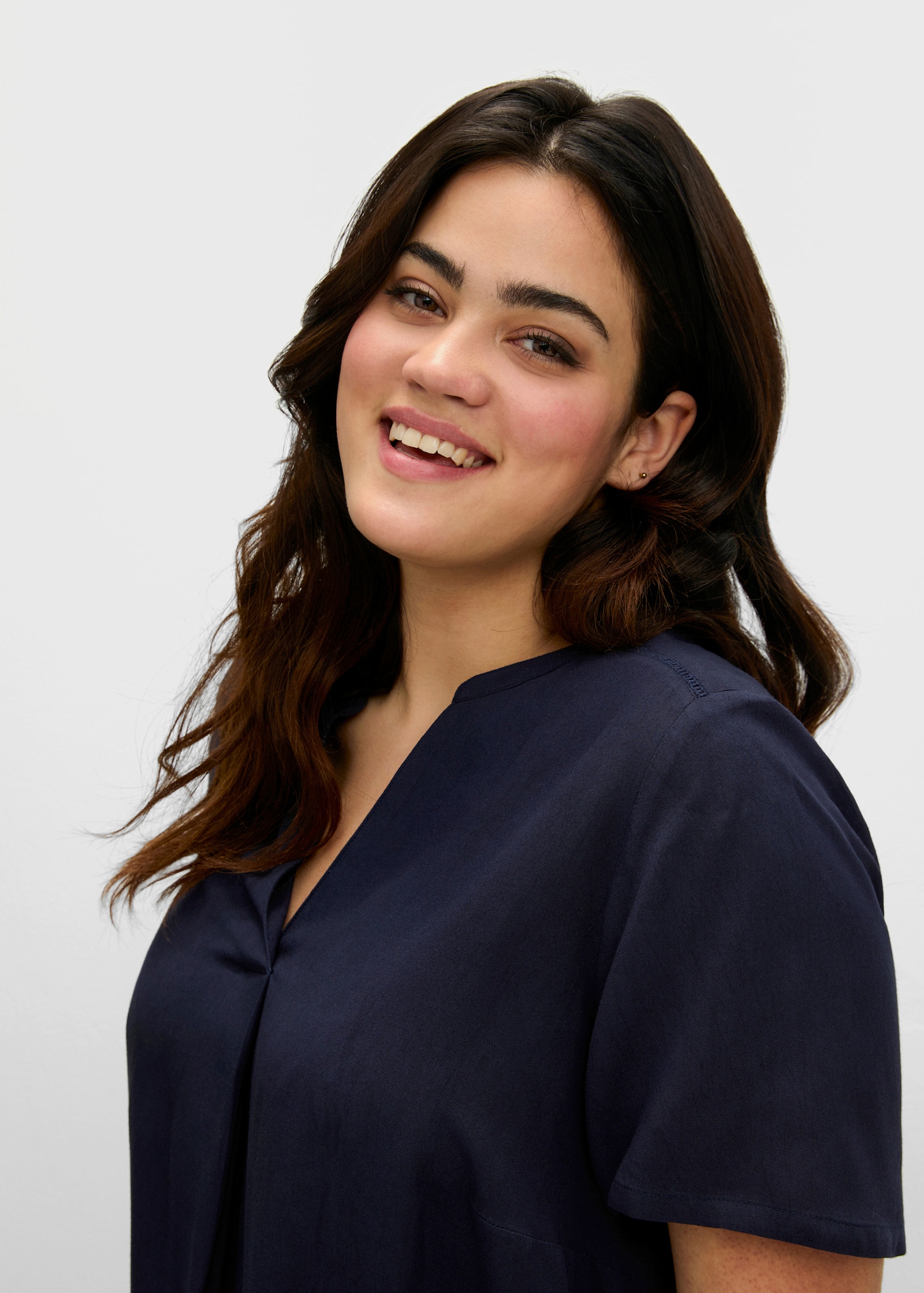 sheego Tunika mit Spitze - tiefblau