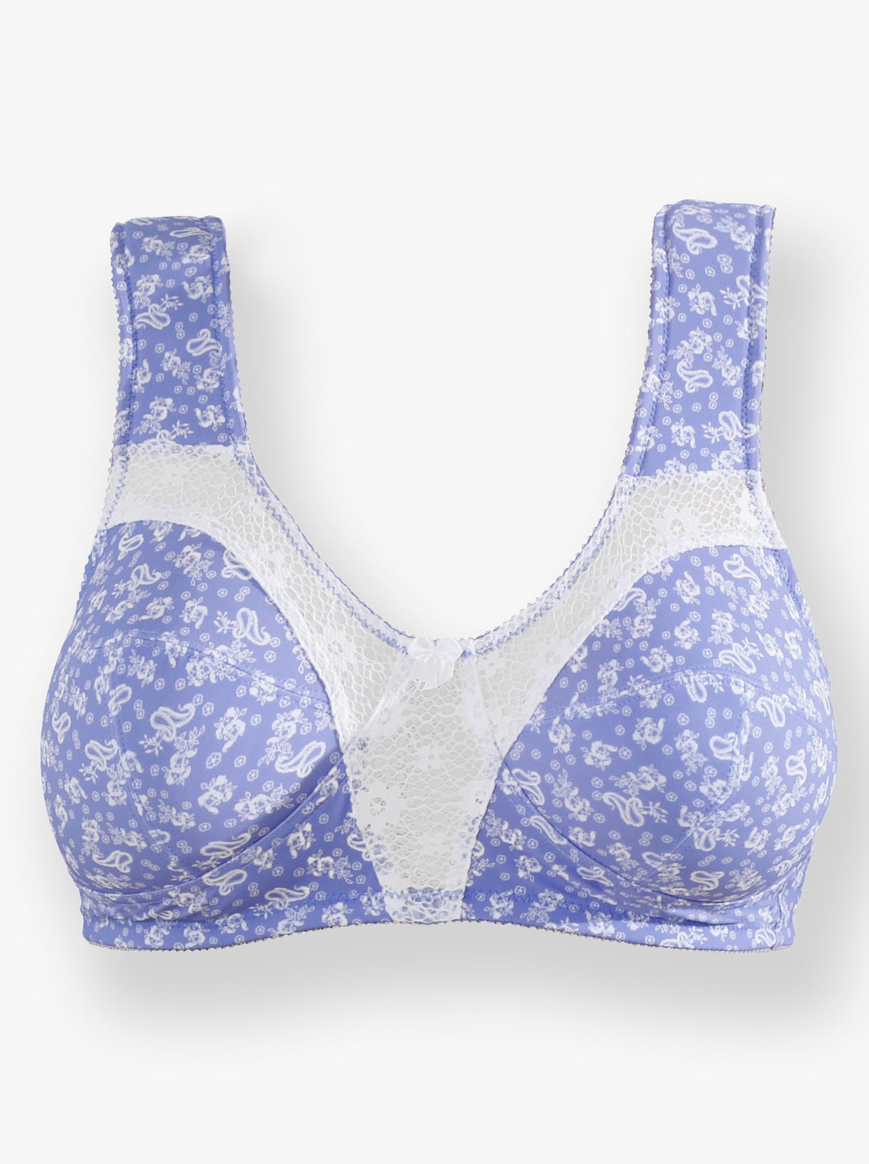 wäschepur Soutien-gorge large sans armatures - blanc + bleu imprimé