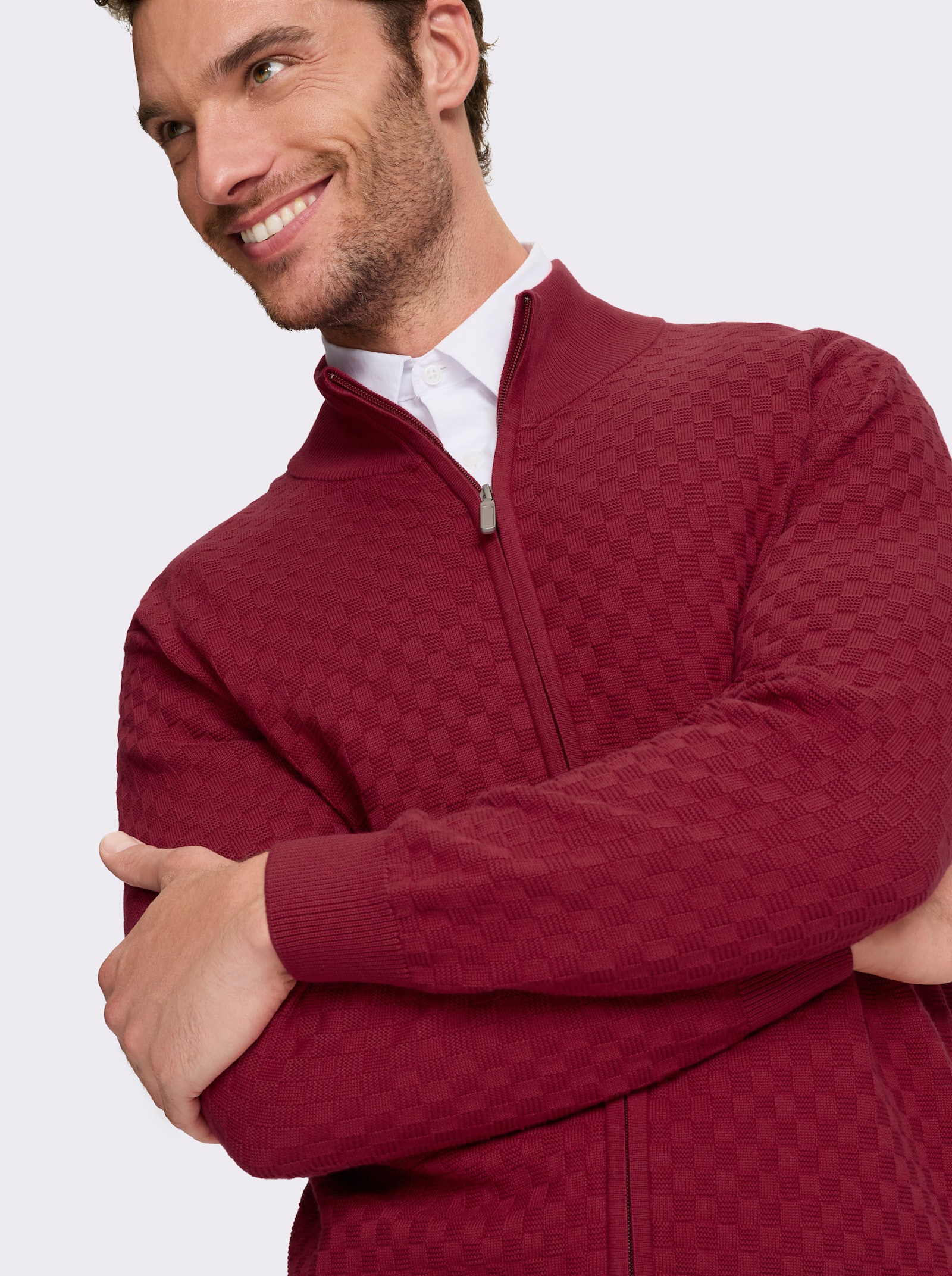 Marco Donati Strickjacke mit verdecktem Reissverschluss - kirsche