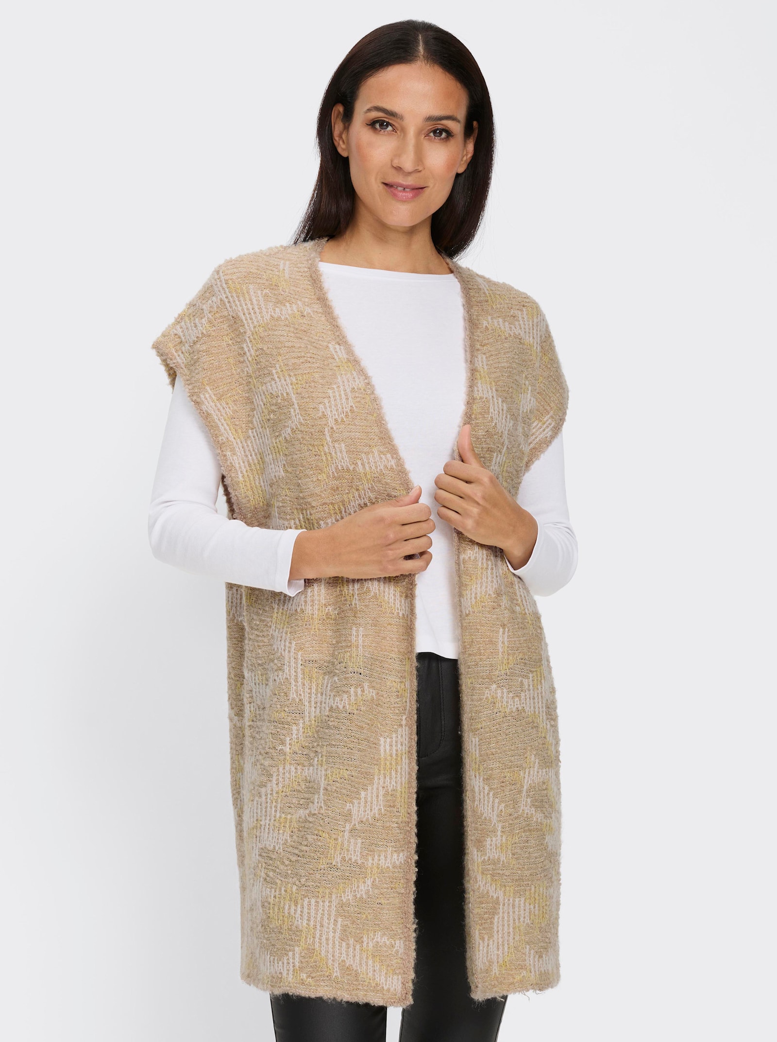 heine Strickweste - zitrone-champagner-gemustert