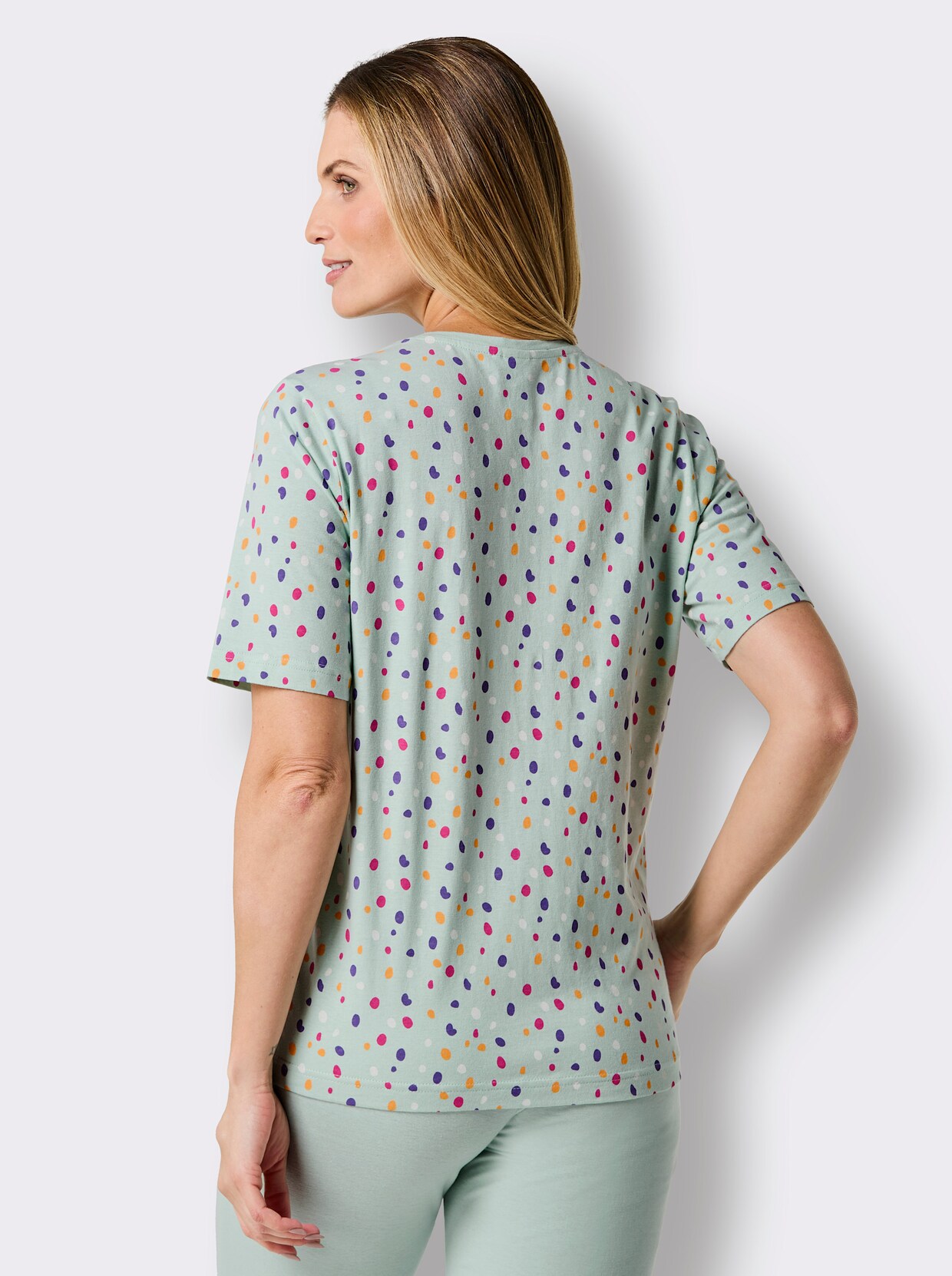 wäschepur Pyjama-Shirt - kalkmint bedrukt