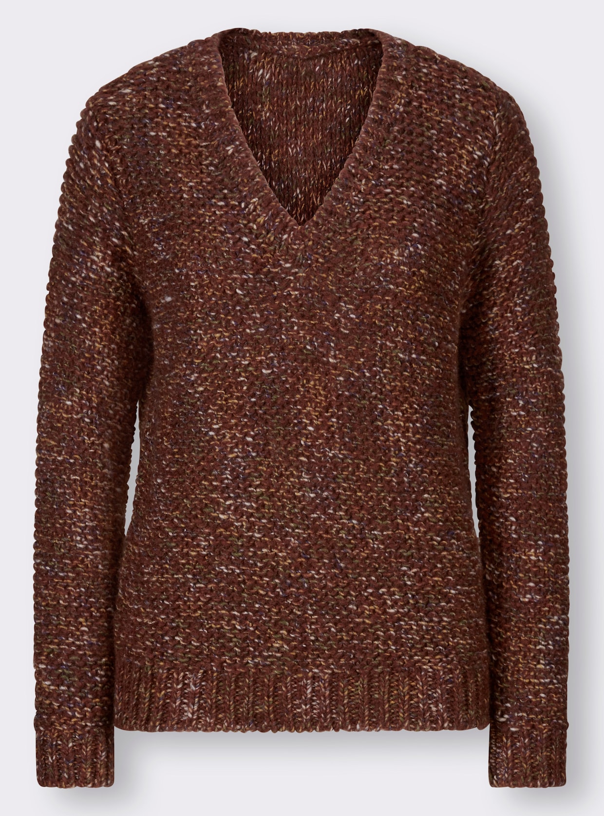 heine Pullover met V-hals - roestrood gemêleerd