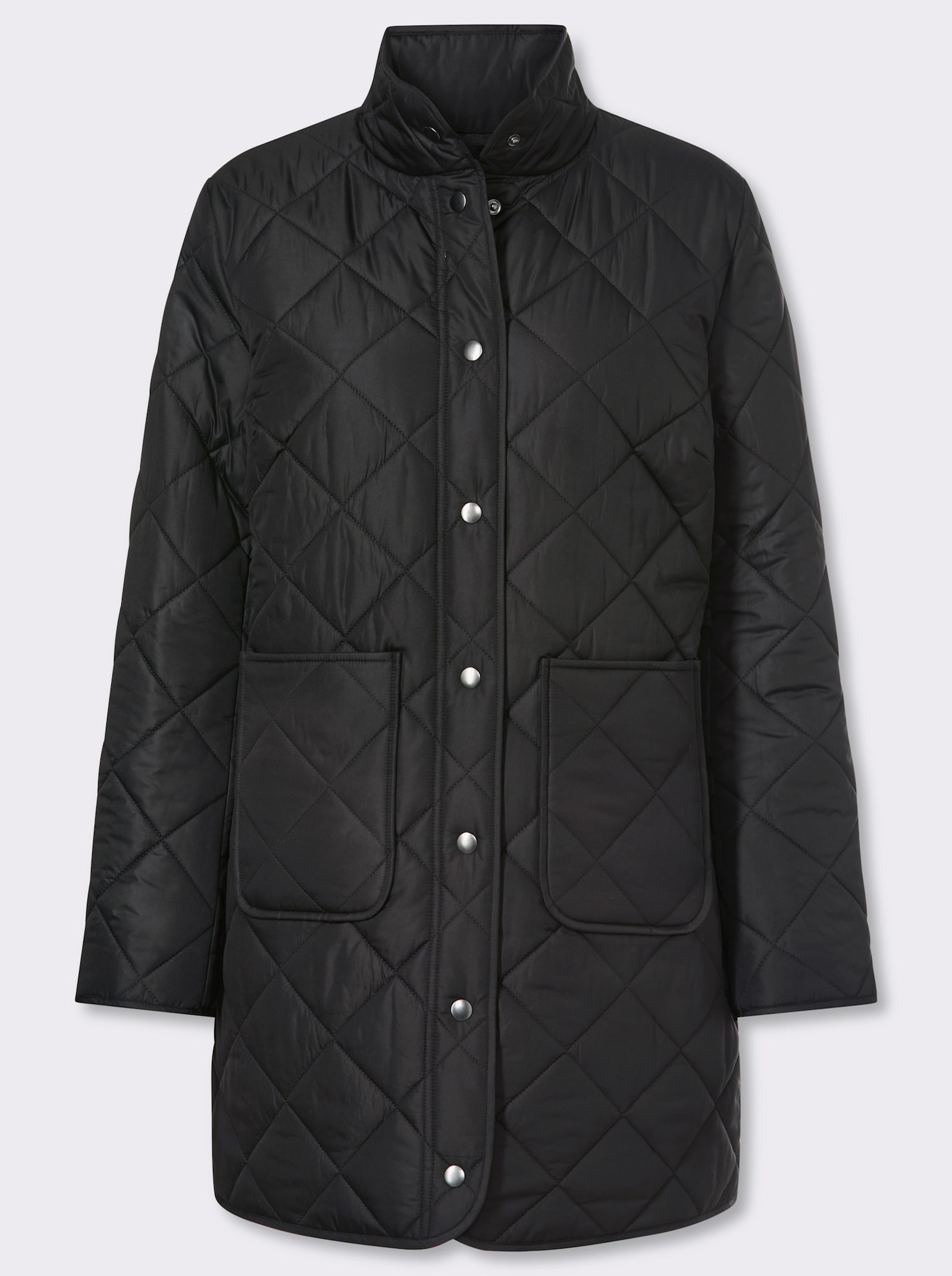 Longjacke mit quadratischem Steppmuster - schwarz