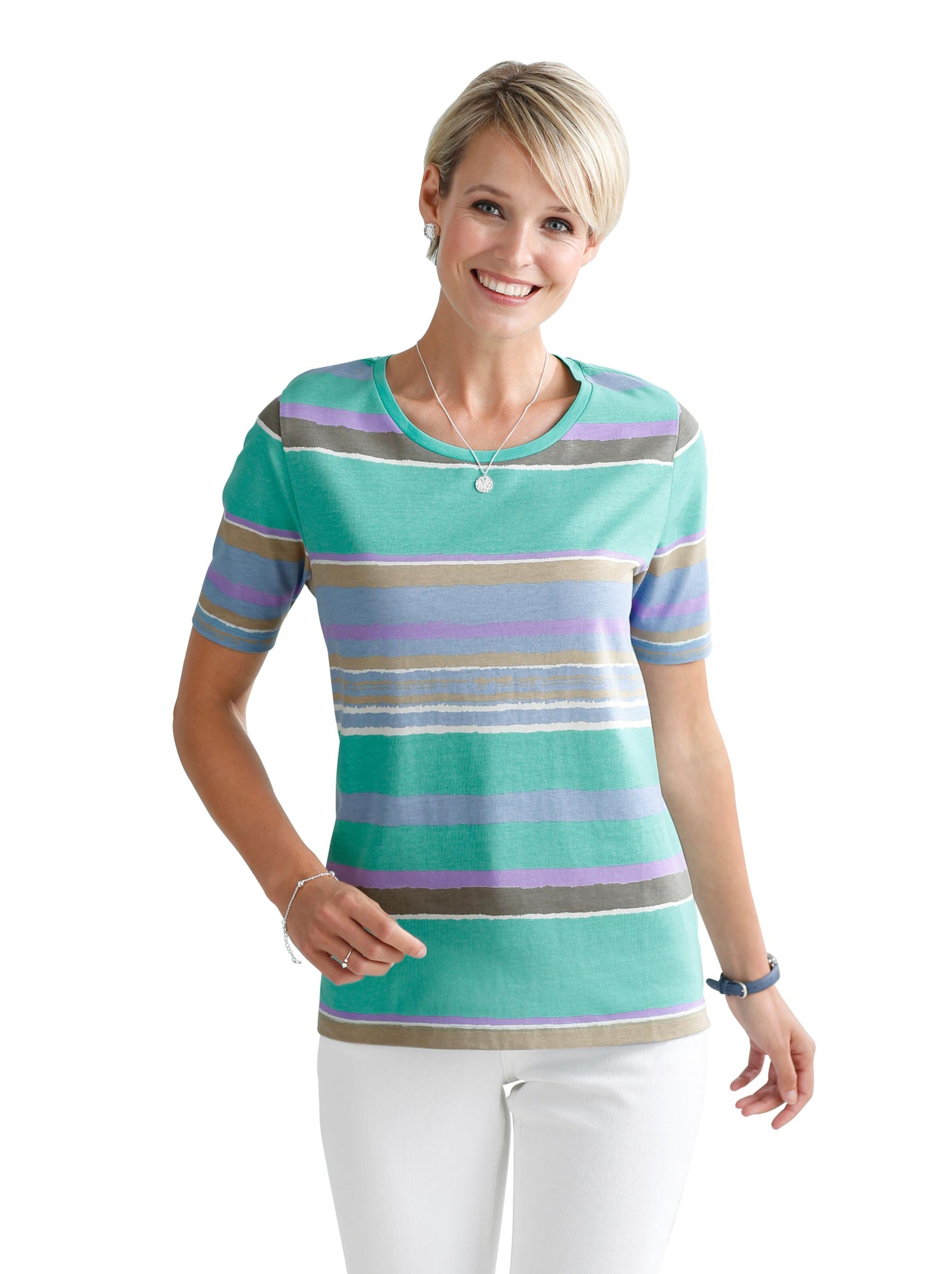 Shirt - blaugrün-bedruckt