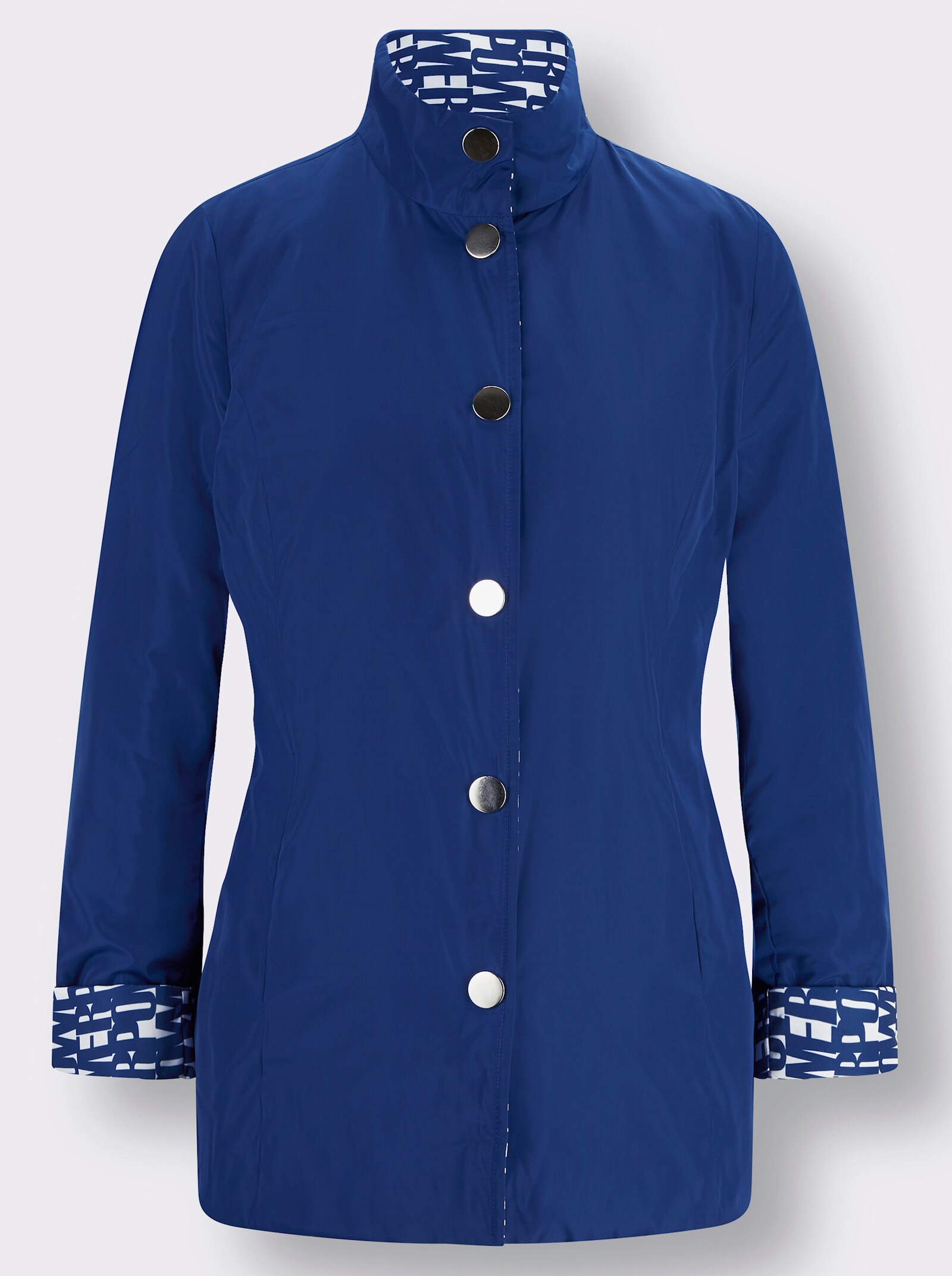 Wendejacke mit leichter Wattierung - royalblau-weiß-bedruckt