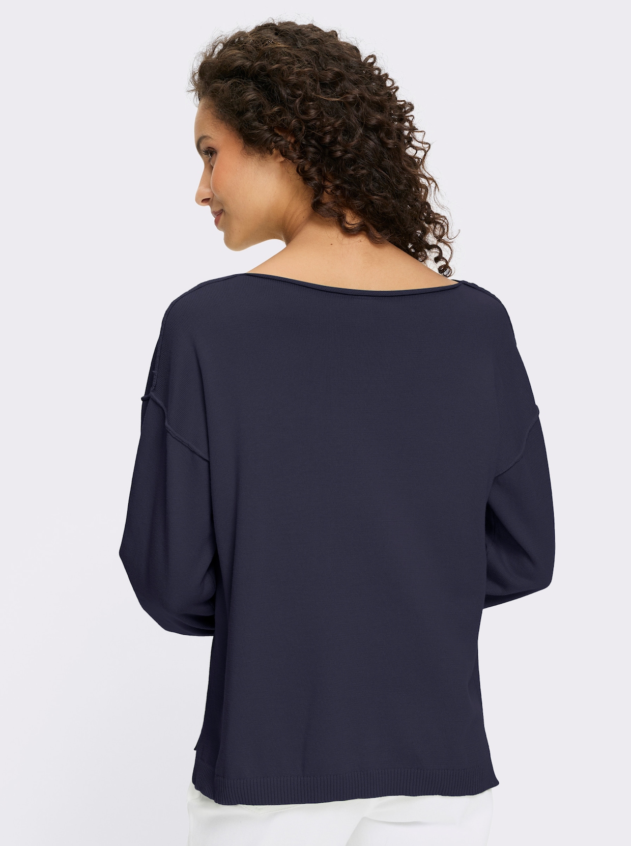 heine Baumwollpullover mit Seitenschlitzen - marine