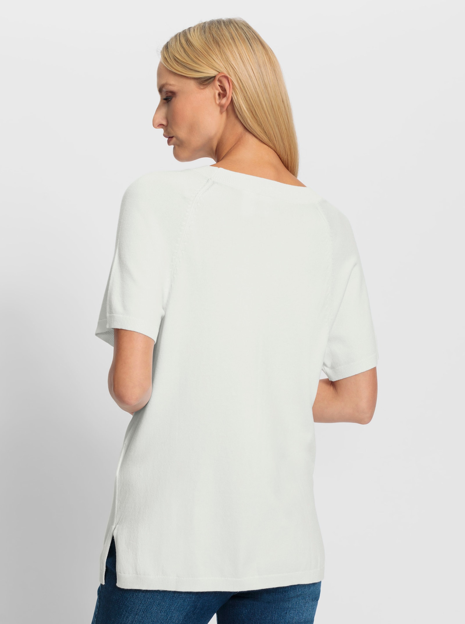 heine Feinstrickpullover mit Rippenbündchen - ecru