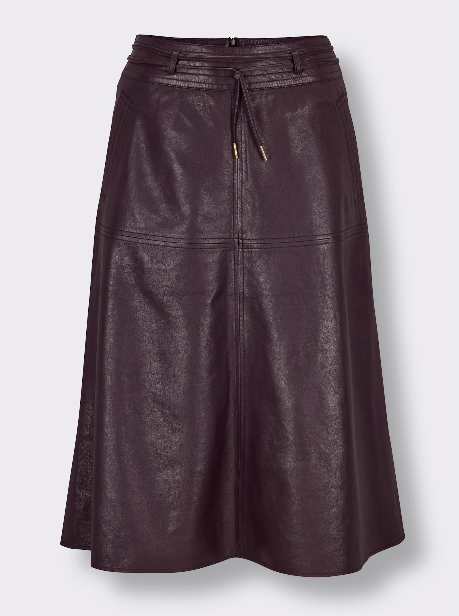 Mainpol Lederrock mit Bindegürtel - burgund