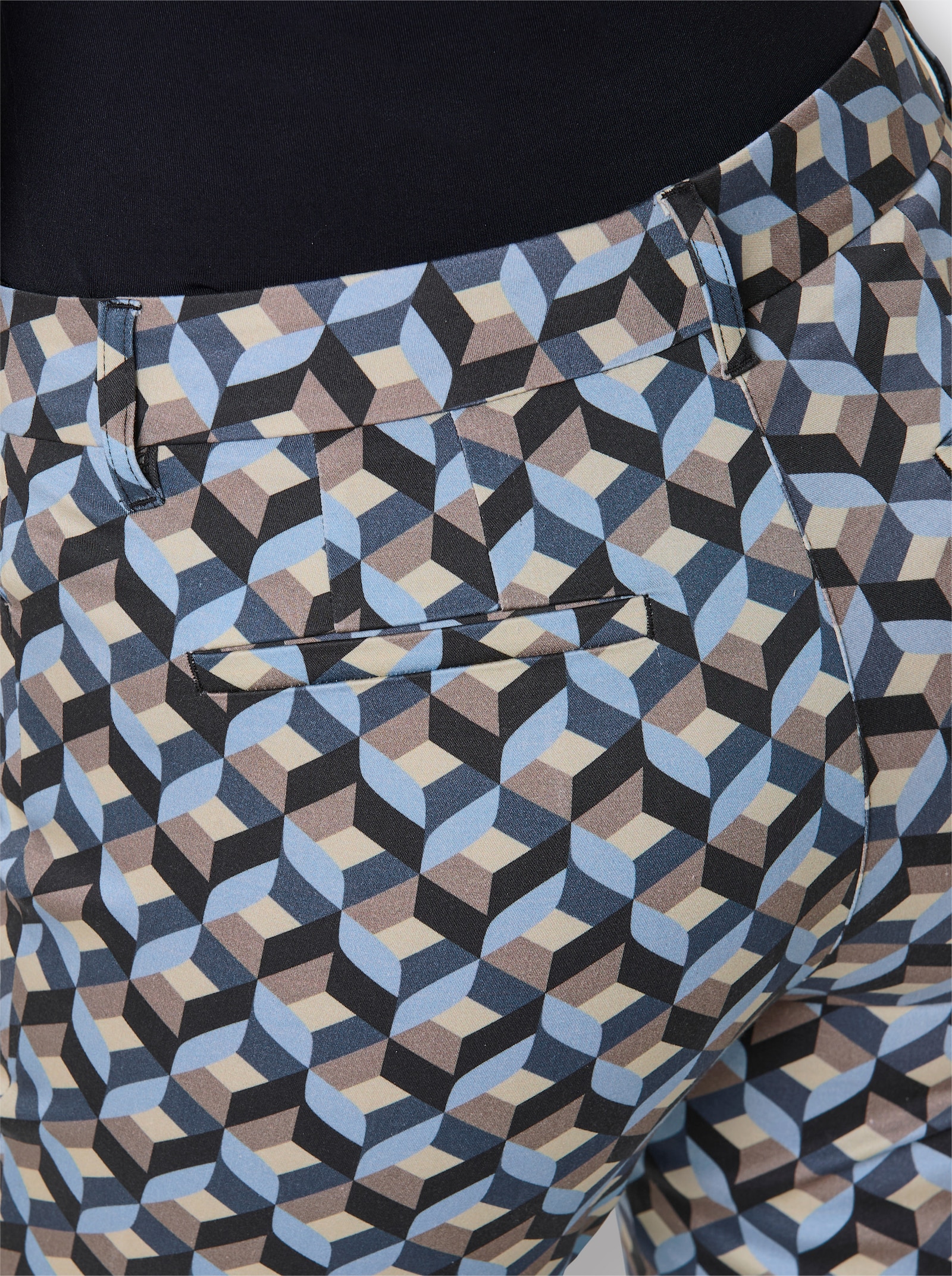 CREATION L PREMIUM Hose in verkürzter Form - bleu-taupe-bedruckt