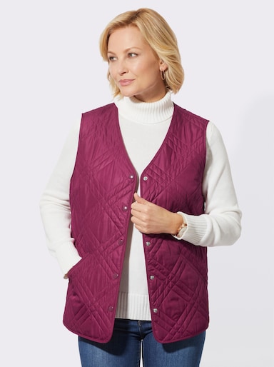 Steppweste mit durchgehender Druckknopfleiste - malve