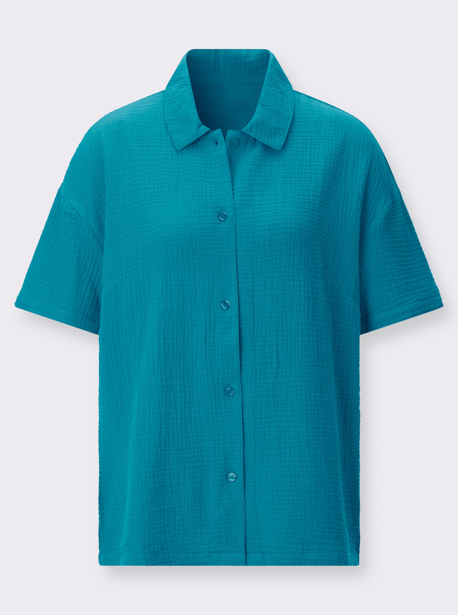 Strandblouse van mousseline - turquoise