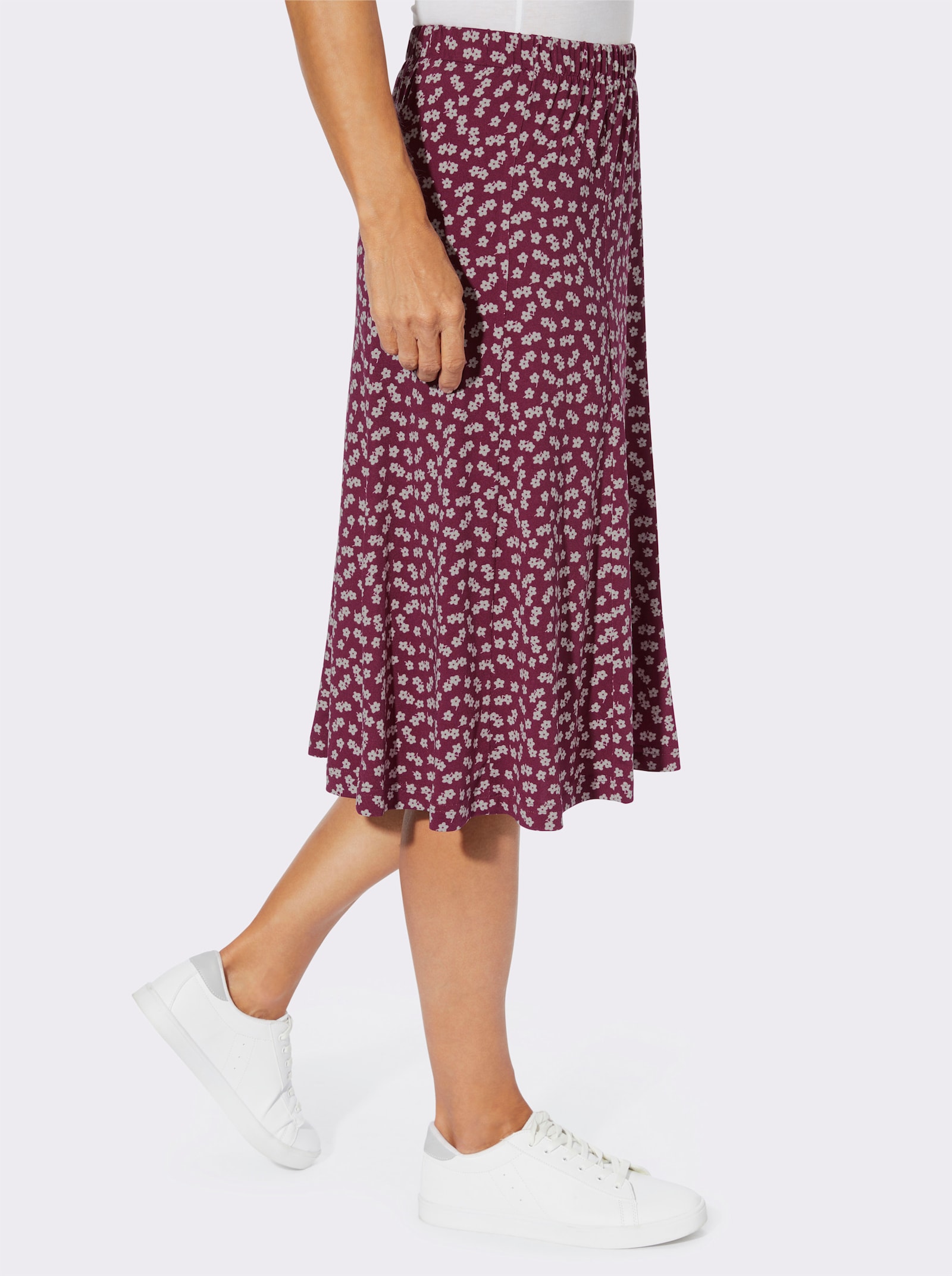 Jerseyrock mit Blümchen-Print - bordeaux-weiß-bedruckt