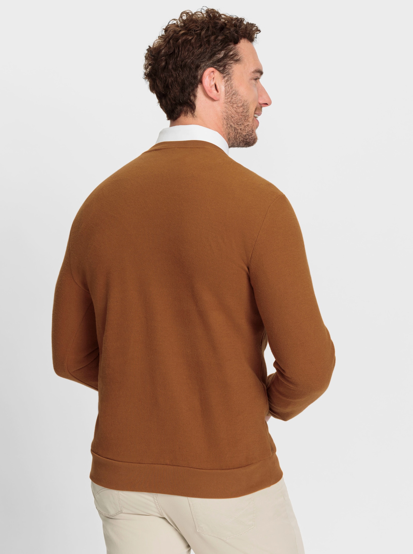 Marco Donati Sweatshirt mit Rautendruck vorne - cognac-marine-bedruckt