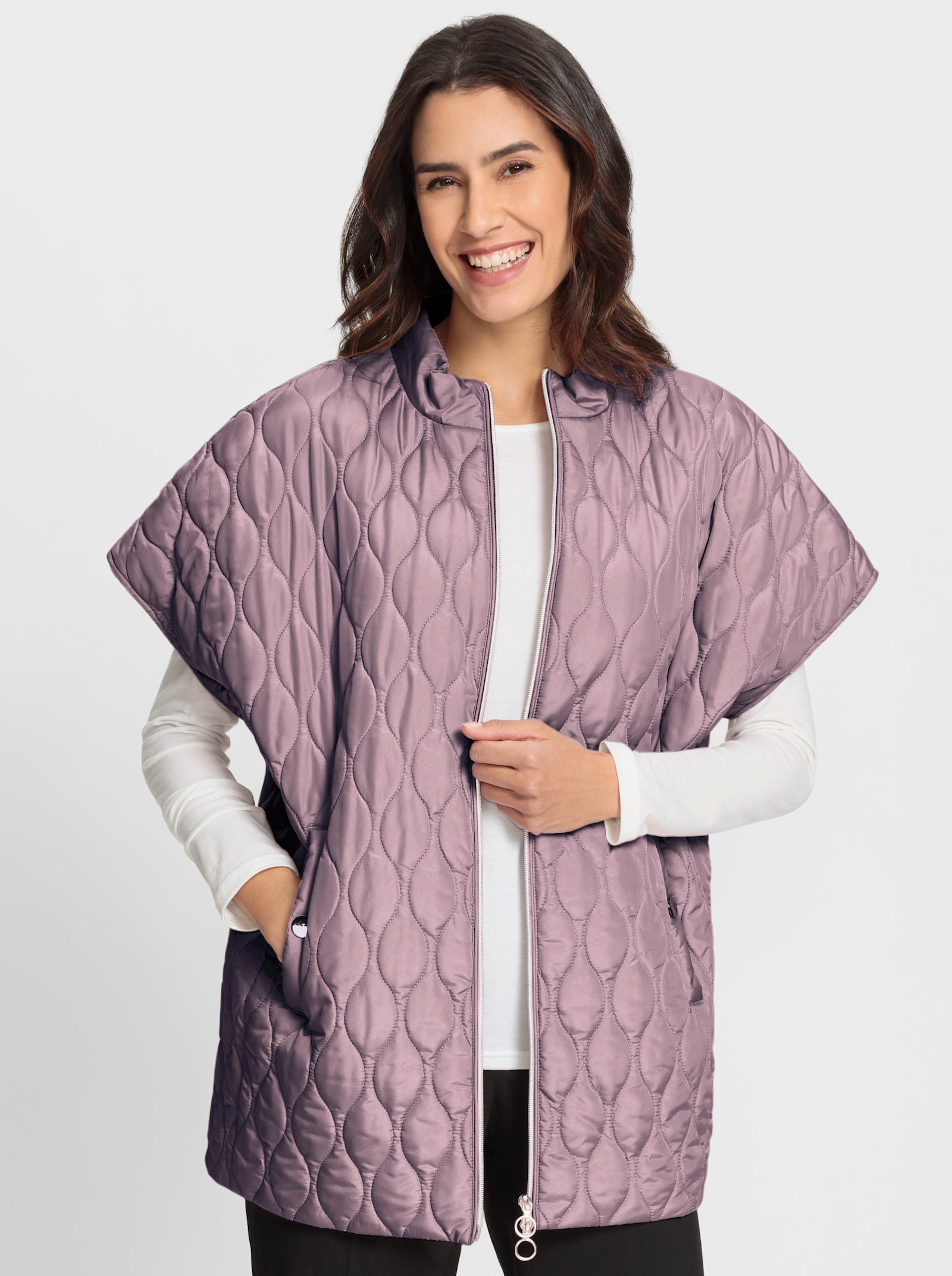 Steppweste in Oversize-Schnitt - mauve