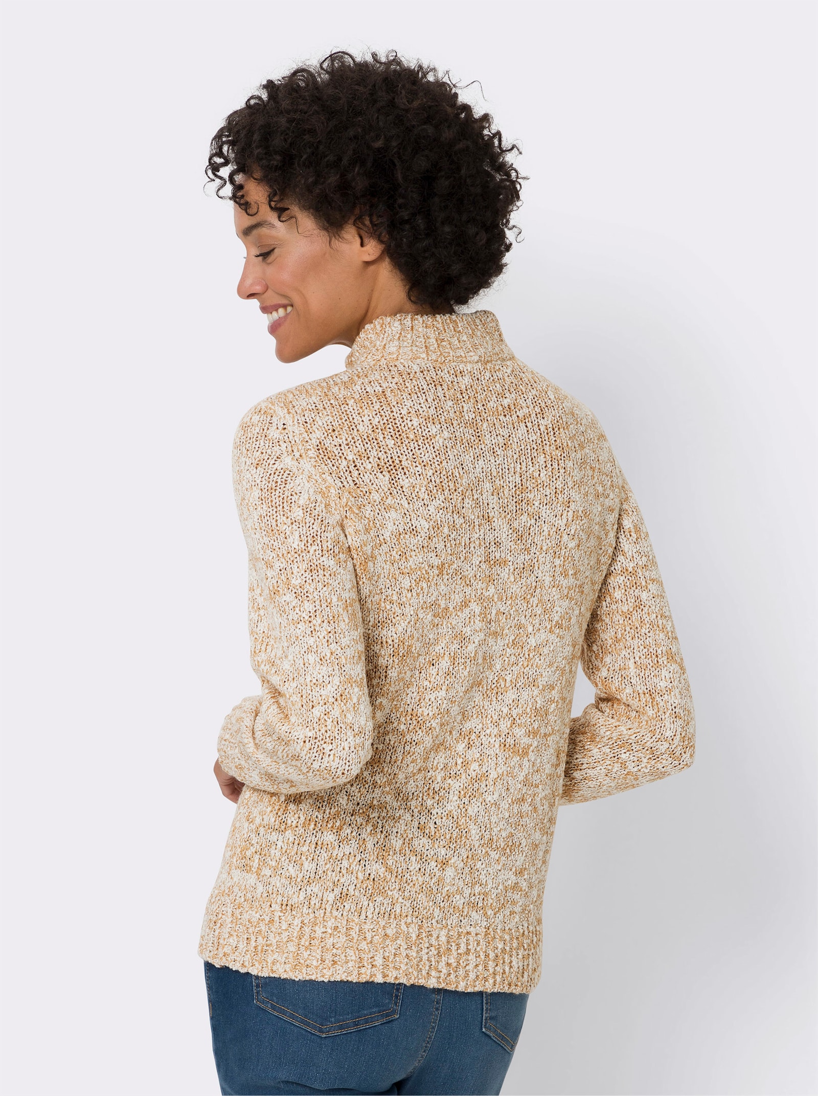 Strickpullover mit Effekt-Garn - camel-meliert