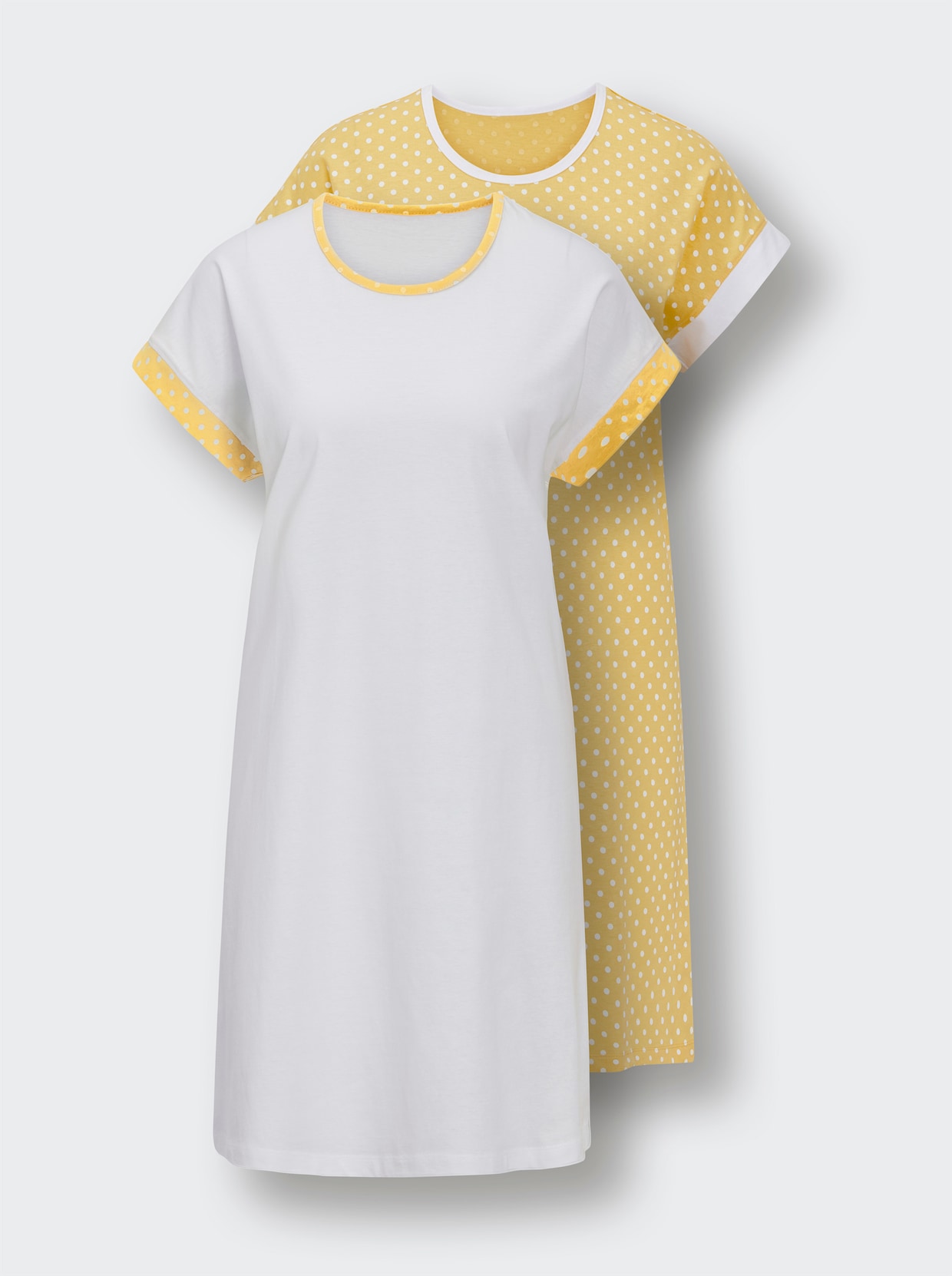 wäschepur Sleepshirts - weiß + weiß-gelb-getupft