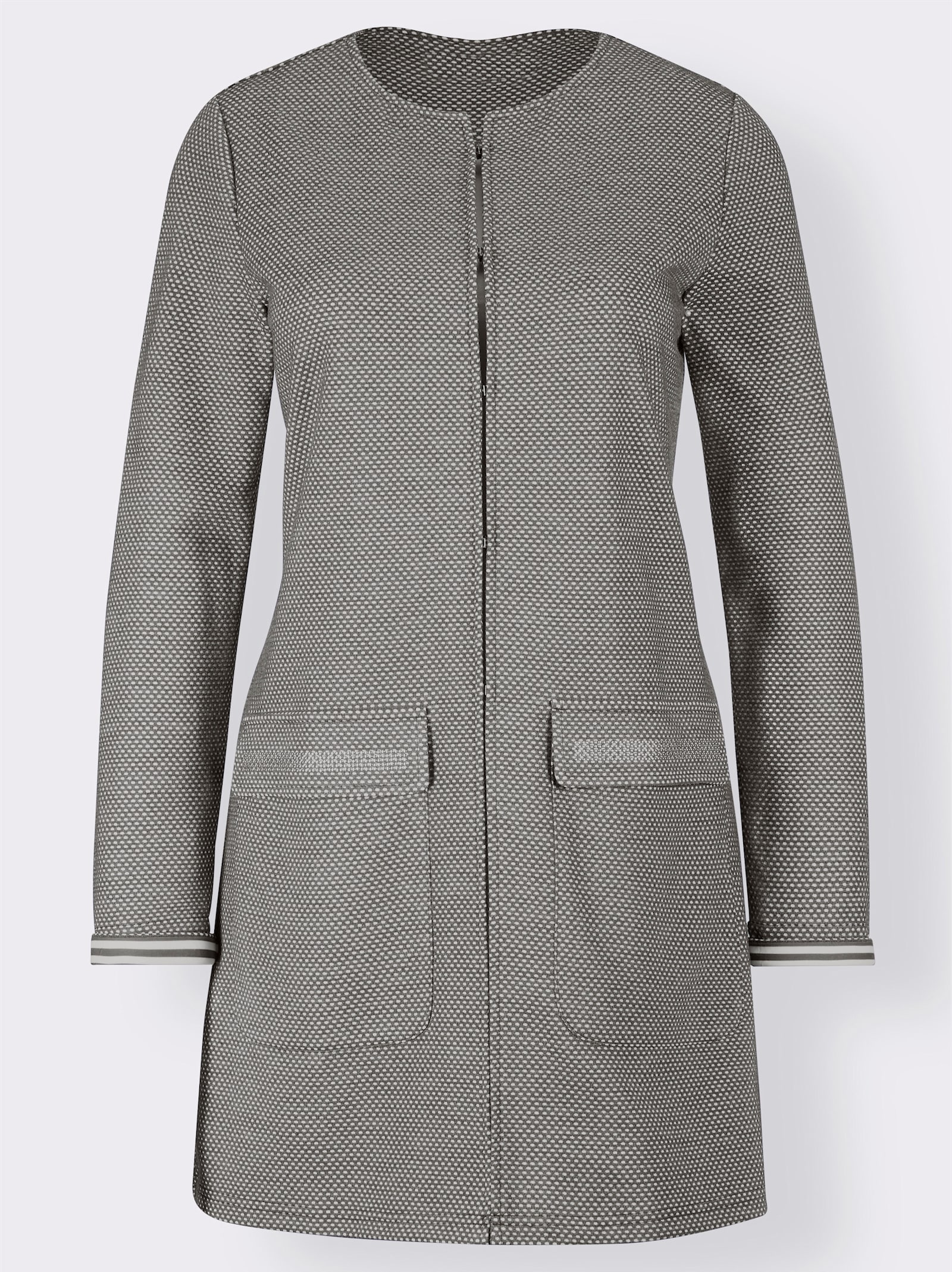 Longblazer mit Waben-Struktur - grau