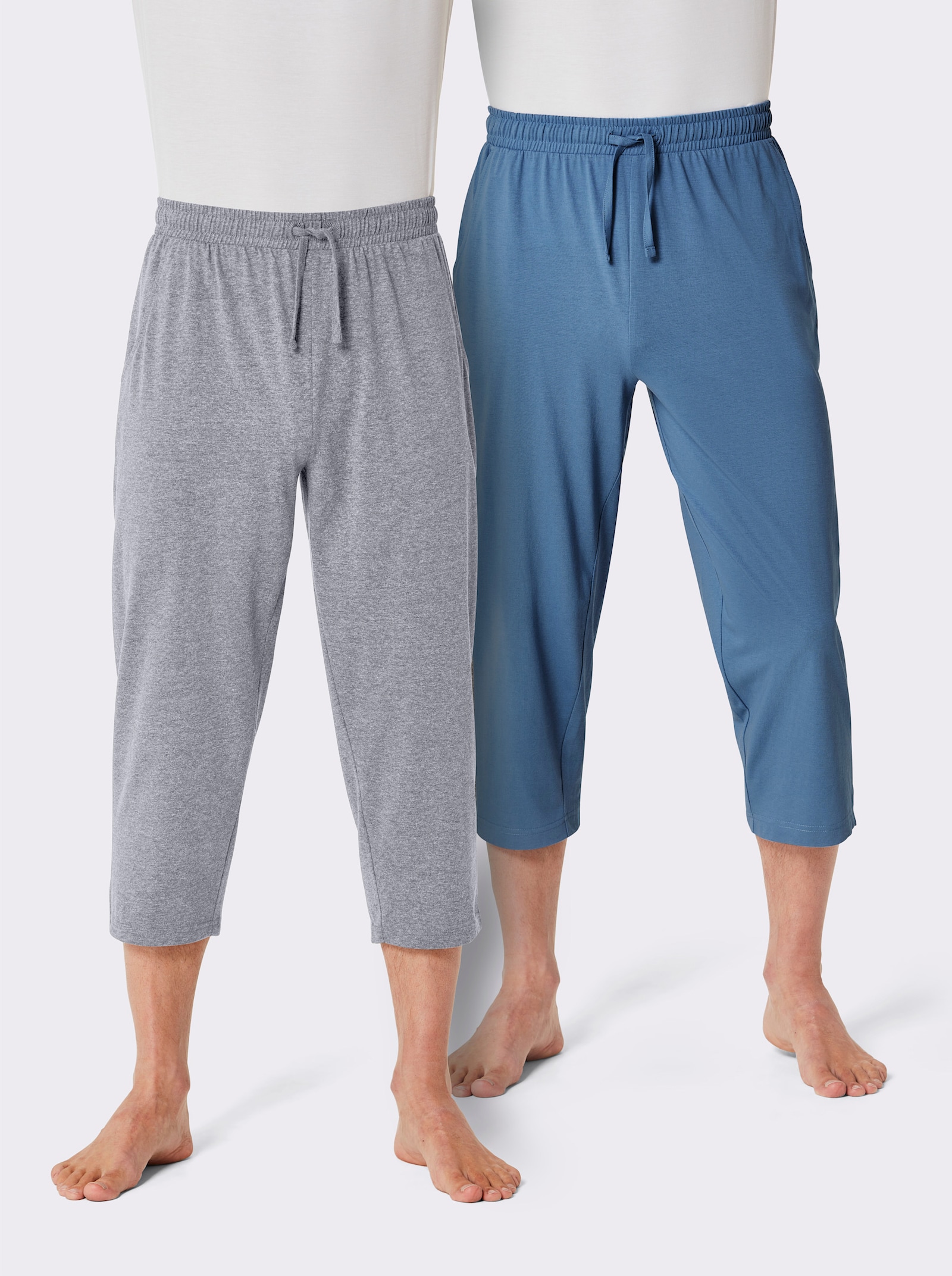 wäschepur men Hose 3/4-lang - grau-meliert + mittelblau