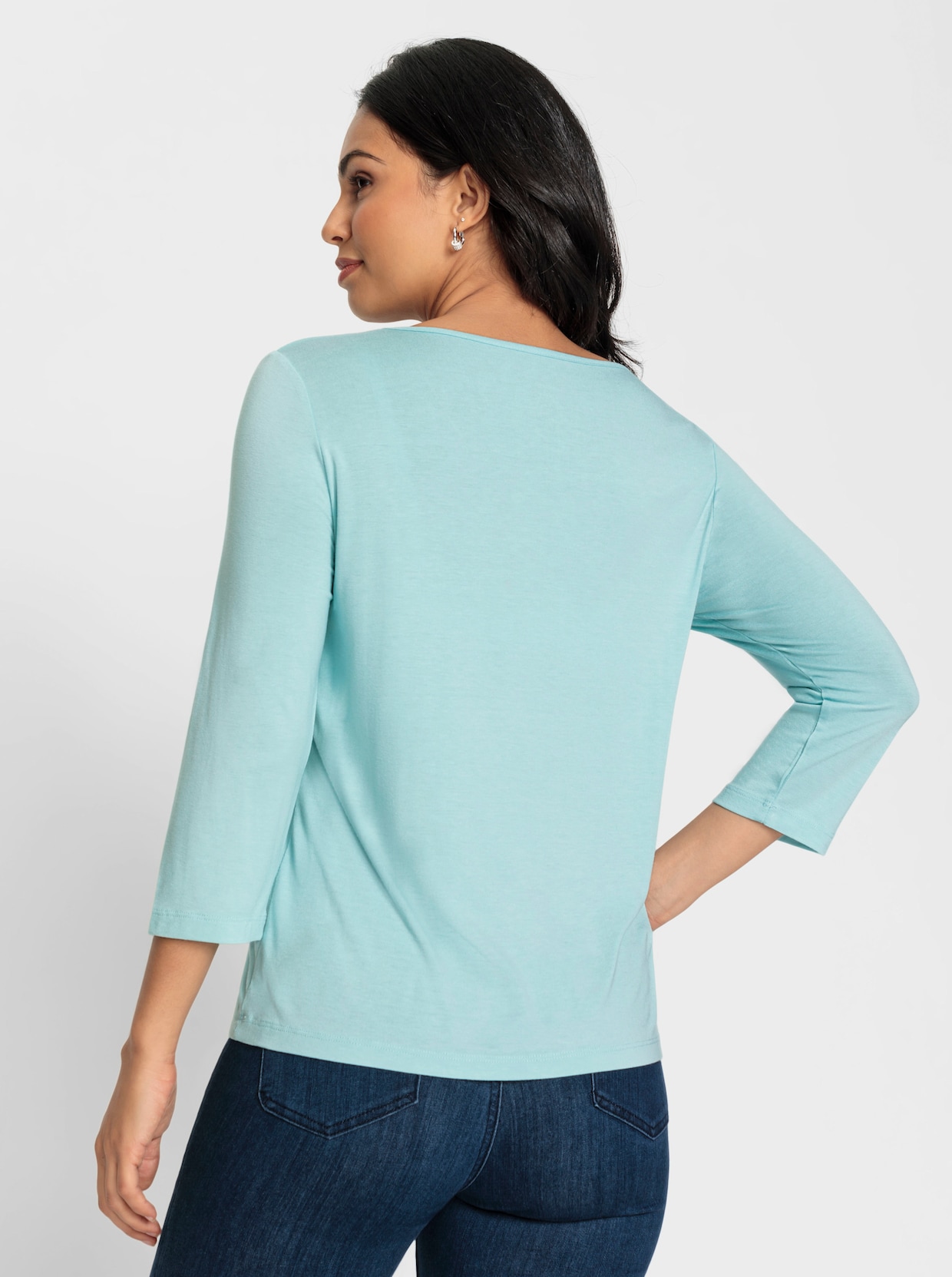 Shirt met 3/4-mouw - mint/ecru bedrukt
