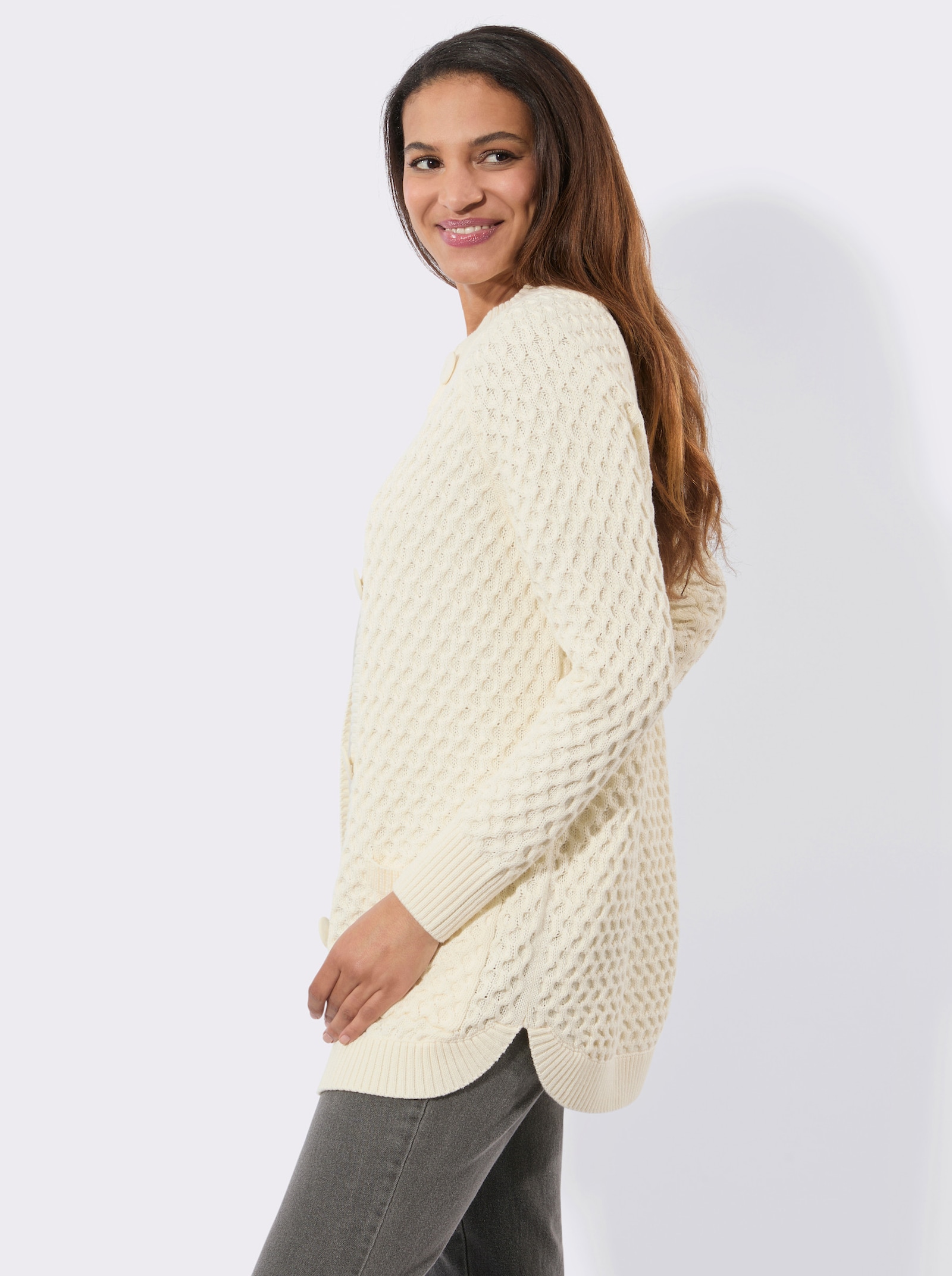Lang vest met zakken - champagne