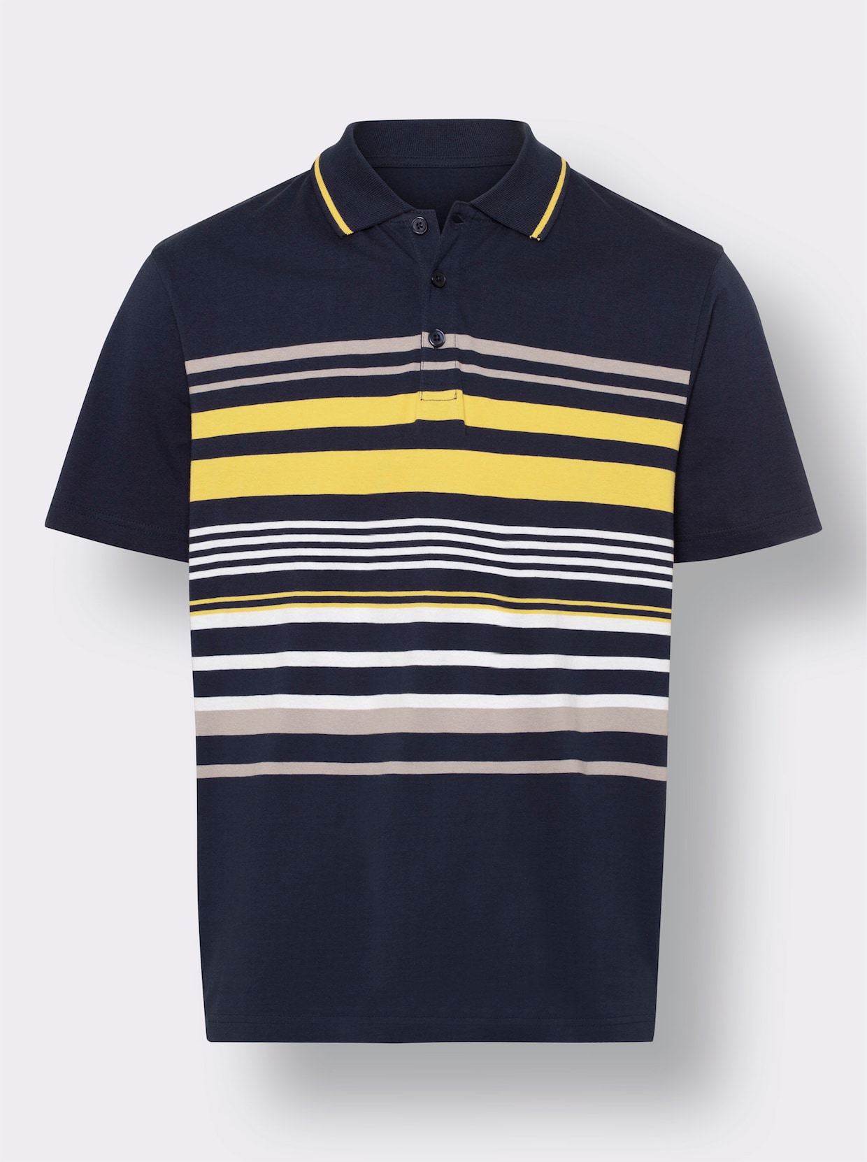 Poloshirt - marine/zonnegeel bedrukt