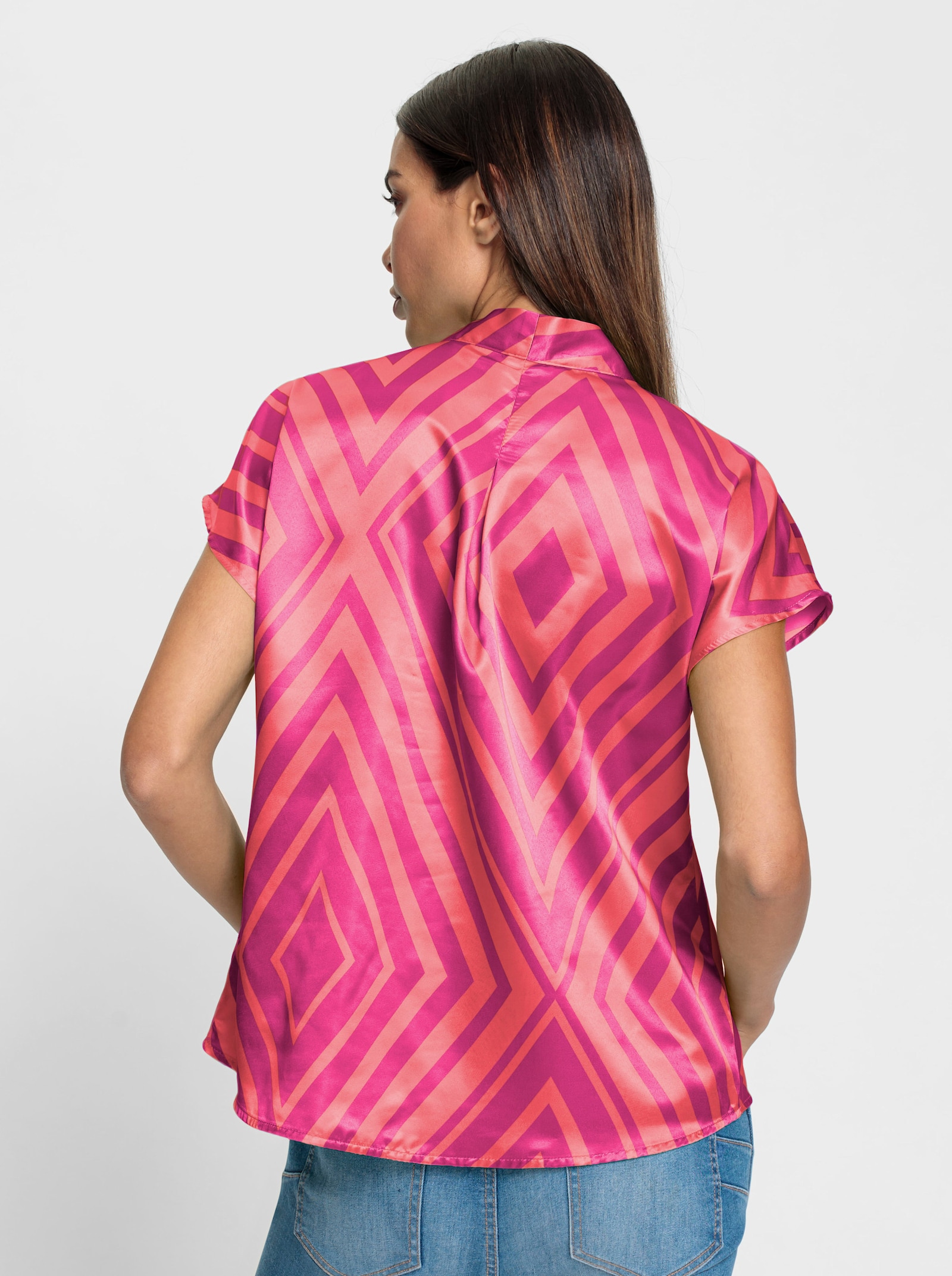 heine Druckbluse aus Satin - fuchsia-hummer-bedruckt