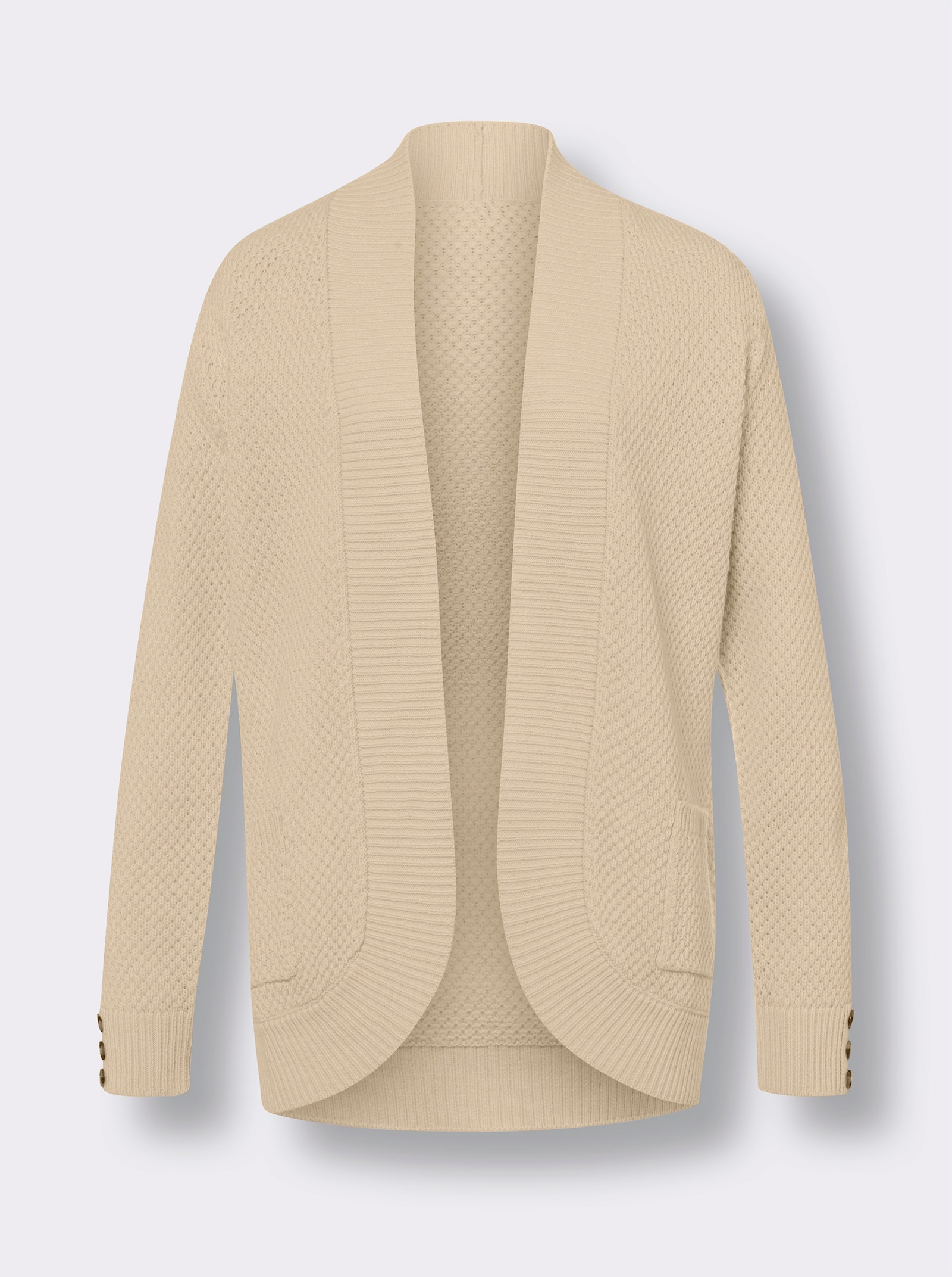 Strickjacke mit breiter Rippe - elfenbein