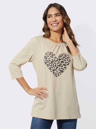 Longshirt mit Herz-Motiv - sand-schoko