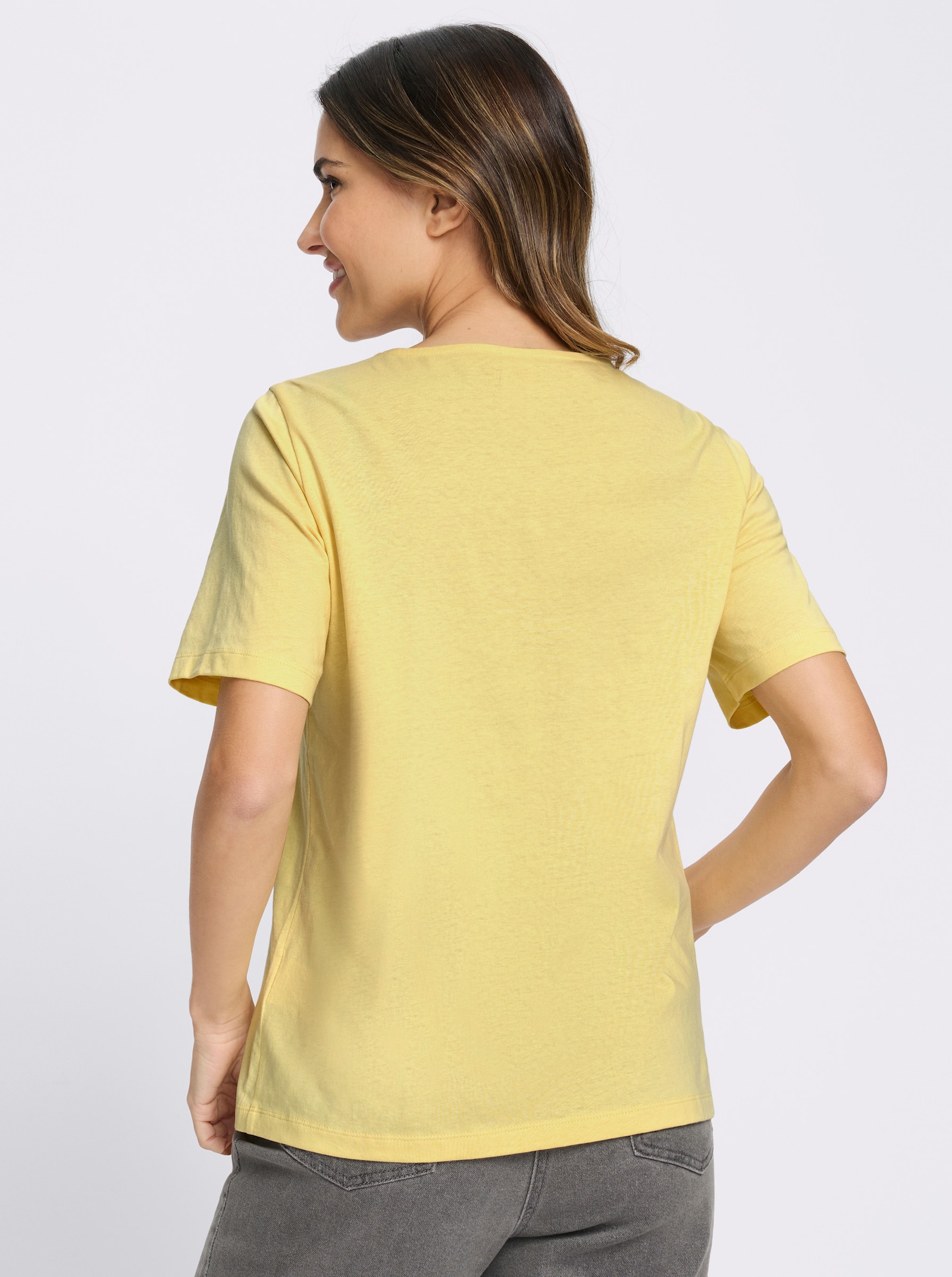 Kurzarmshirt mit Zitronen-Print am Ausschnitt - zitrone-khaki