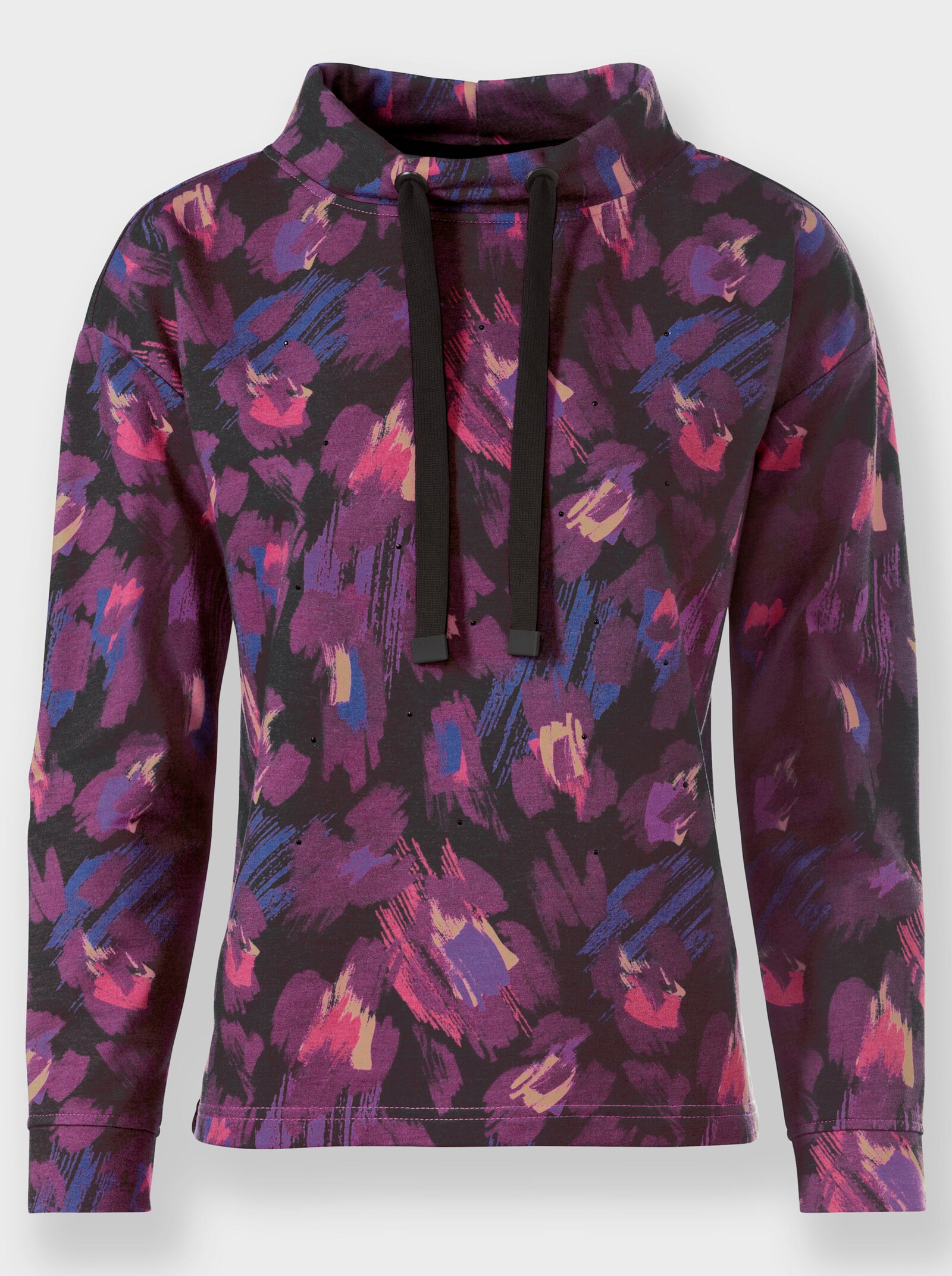 heine Sweatshirt mit halsfernem Stehkragen - camel-lila-bedruckt