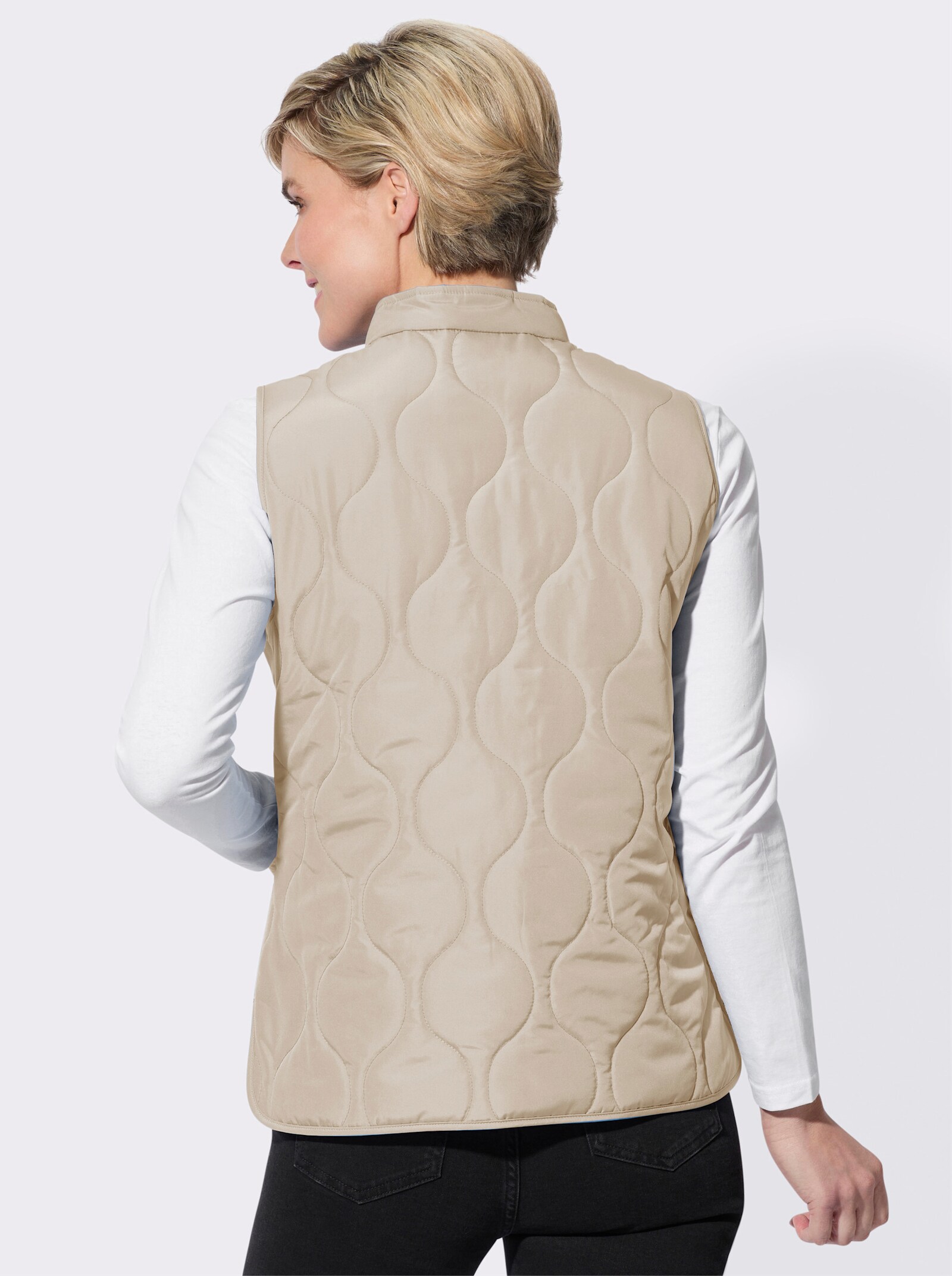 Bodywarmer met golfvormige stiksels - zand