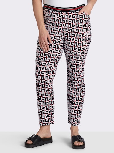 Bengalinhose mit grafischem Druck - schwarz-rot-bedruckt
