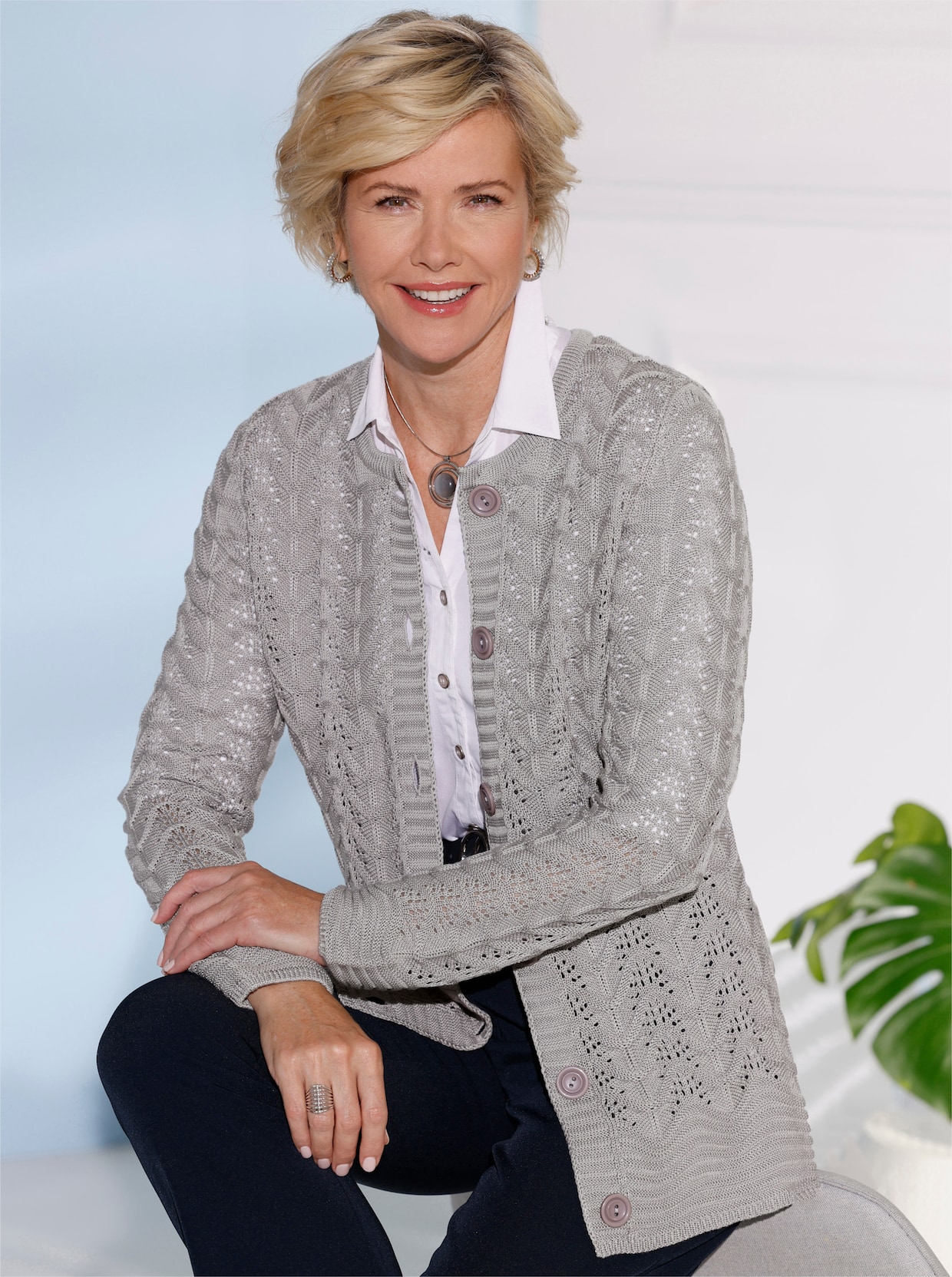 Strickjacke - steingrau
